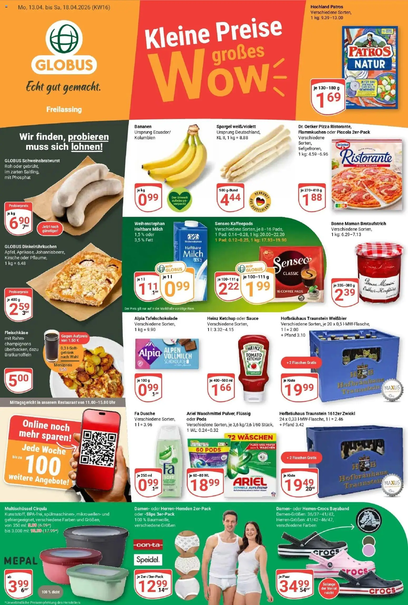 Globus Prospekt Freilassing	 – gültig ab 12.04.2026 | Seite: 1 | Produkte: Weißbier, Heinz ketchup, Patros, Waschmittel
