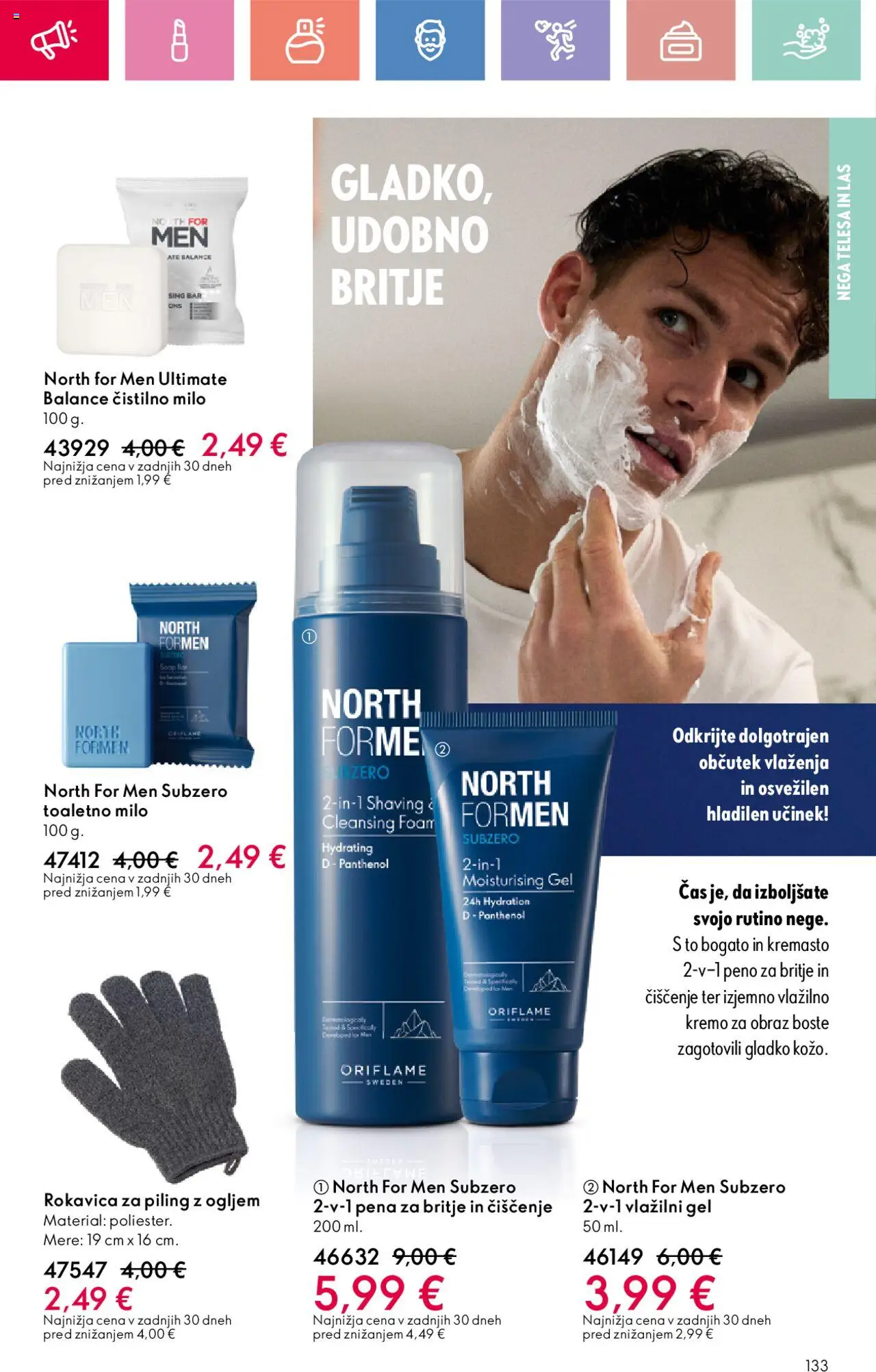 Oriflame katalog 12 │ velja od 24.08.2025 | Stran: 133 | Izdelki: Piling, Pena za britje, Milo