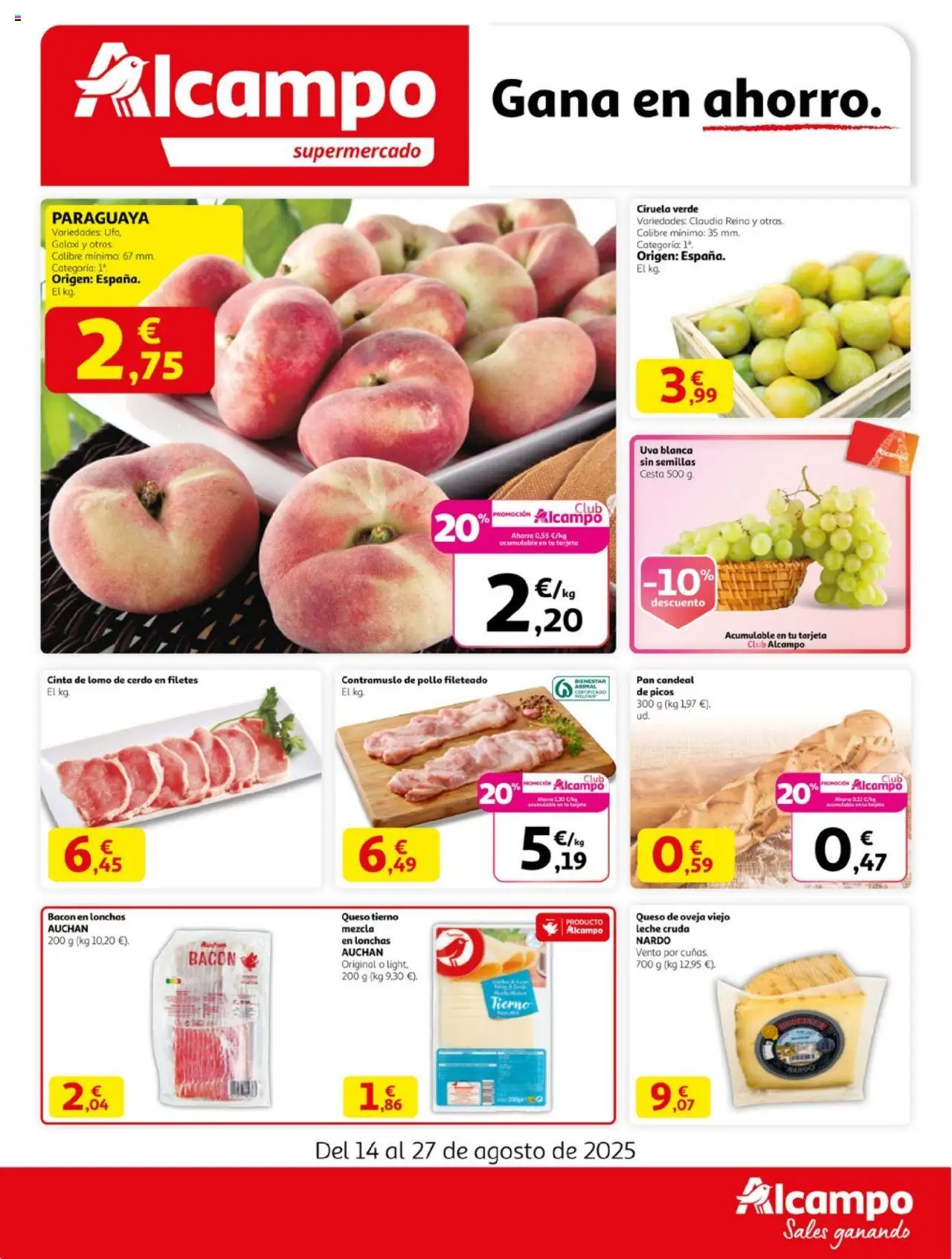 Alcampo -  Maxi Zamora  │ válido desde el 14.08.2025 | Página: 1 | Productos: Queso de oveja, Leche, Pan, Cesta