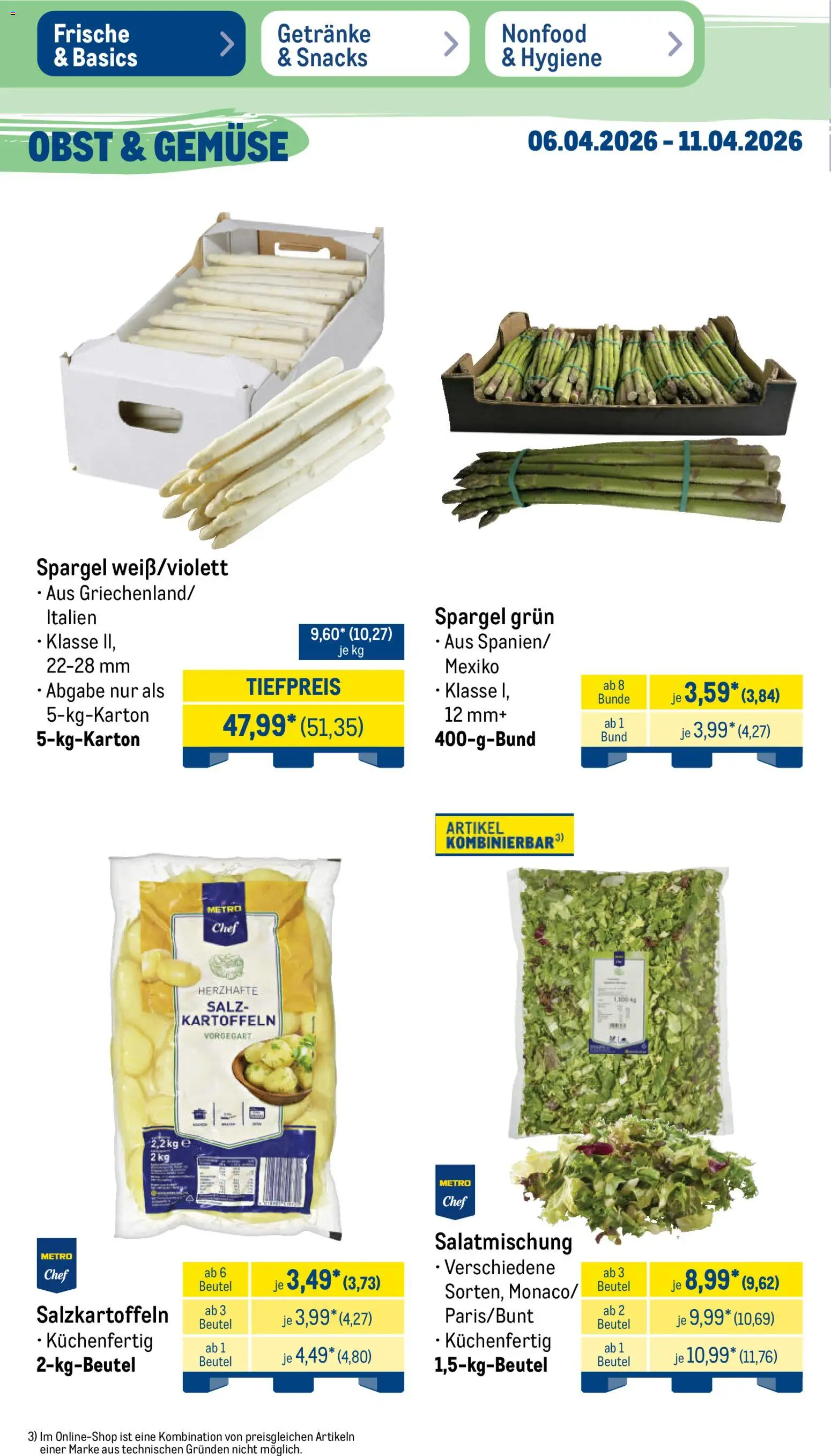 Metro Prospekt 	 – gültig ab 06.04.2026 | Seite: 12 | Produkte: Spargel, Kartoffeln, Gemüse, Salz