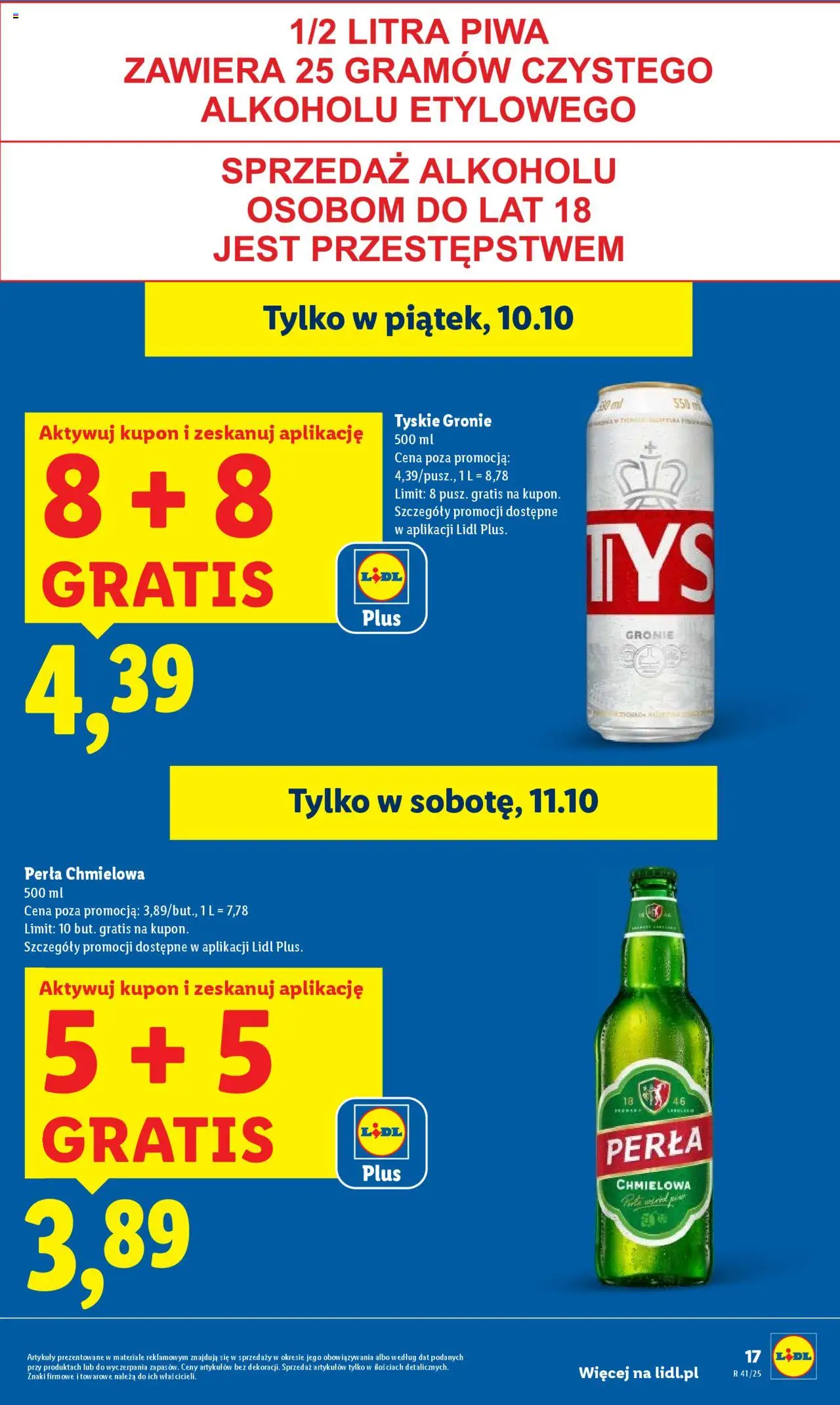 Lidl Gazetka od 09.10.2025 | Strona: 17 | Produkty: Tyskie