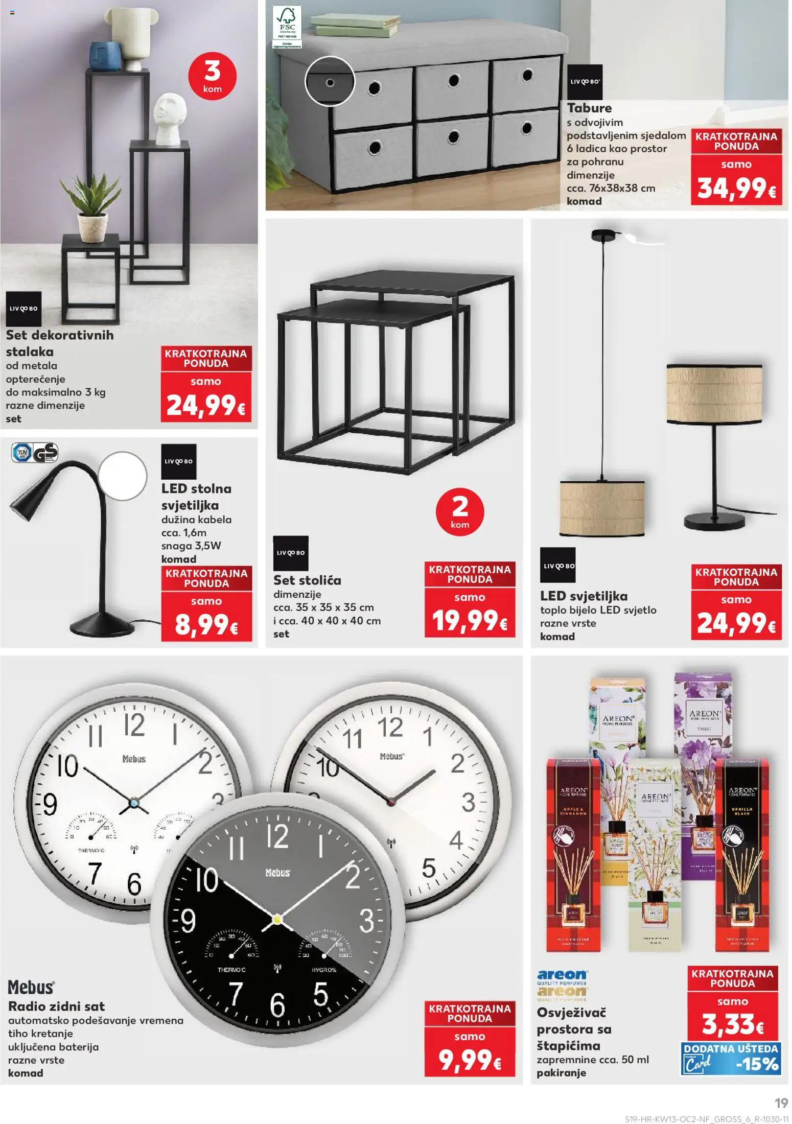 Kaufland katalog | vrijedi od 25.03.2026 | Stranica: 19 | Proizvodi: Stolica, Osvježivač prostora, Sat, Radio
