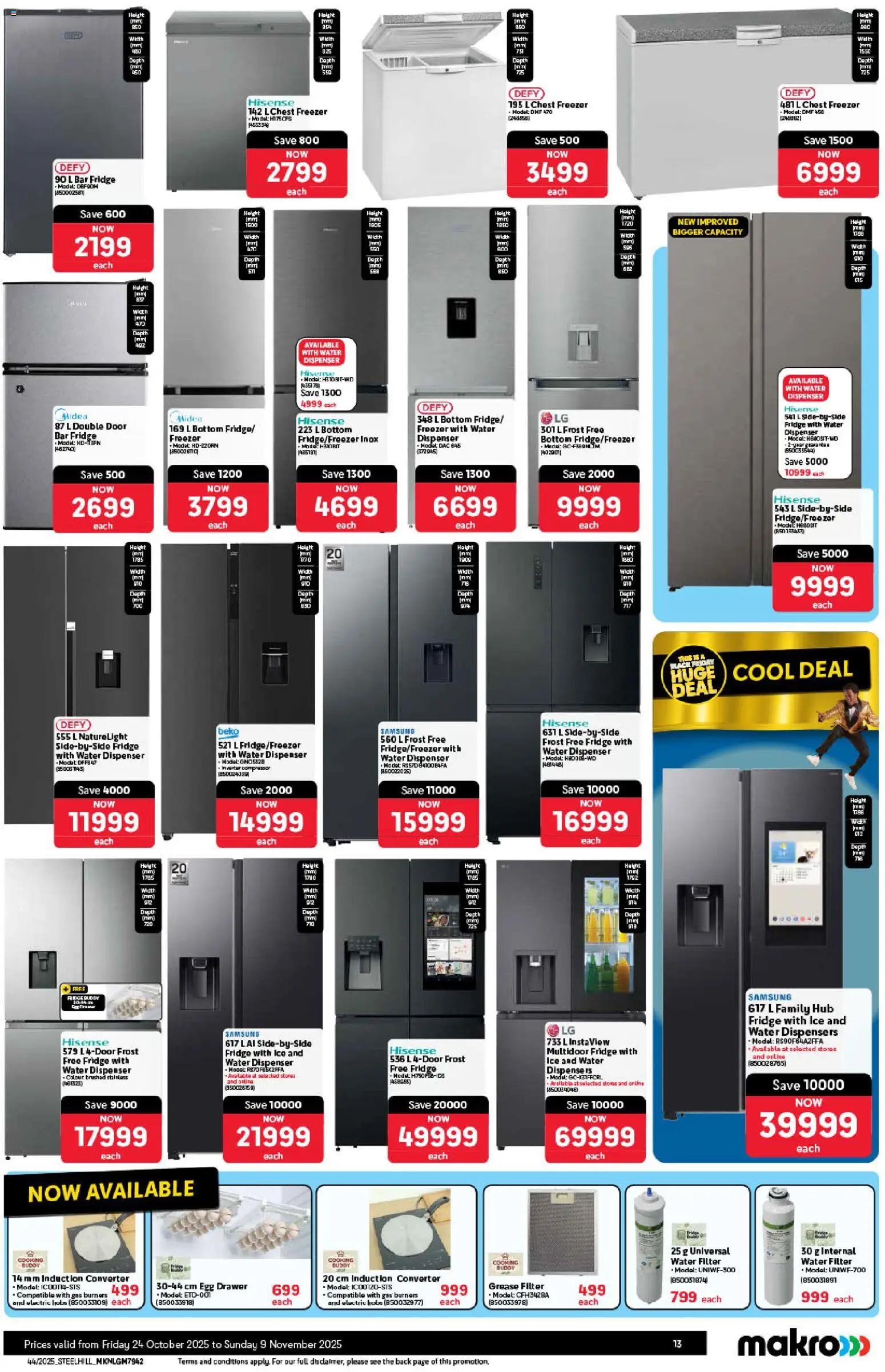New Makro catalogue – valid from 24.10.2025 | Page: 13 | Products: Freezer, Fridge, Chest freezer, Water
