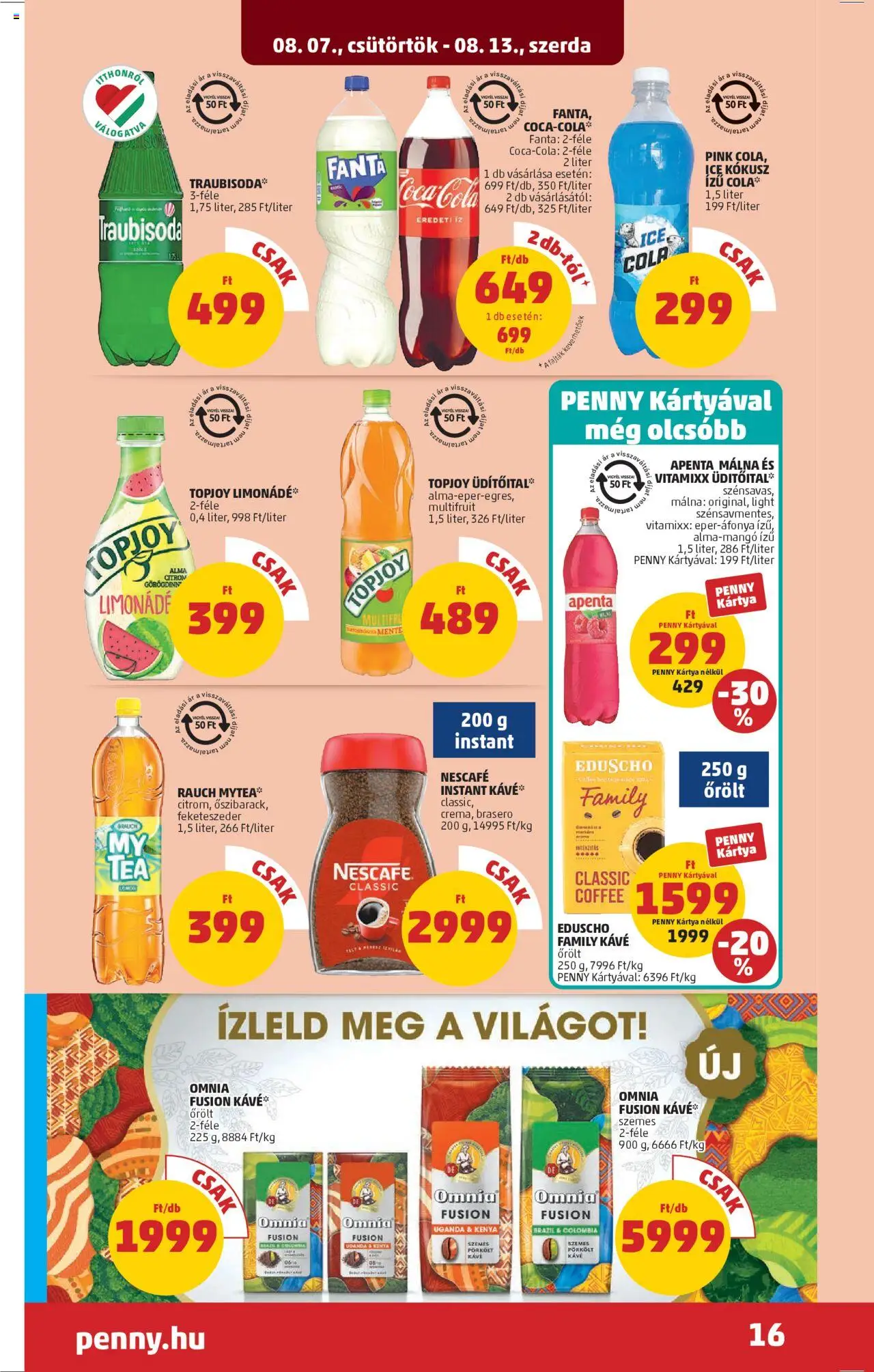 PENNY akciós ujság - amely érvényes a következő dátumtól: 07.08.2025 | Oldal: 20 | Termékek: Limonádé, Alma, Tea, Só