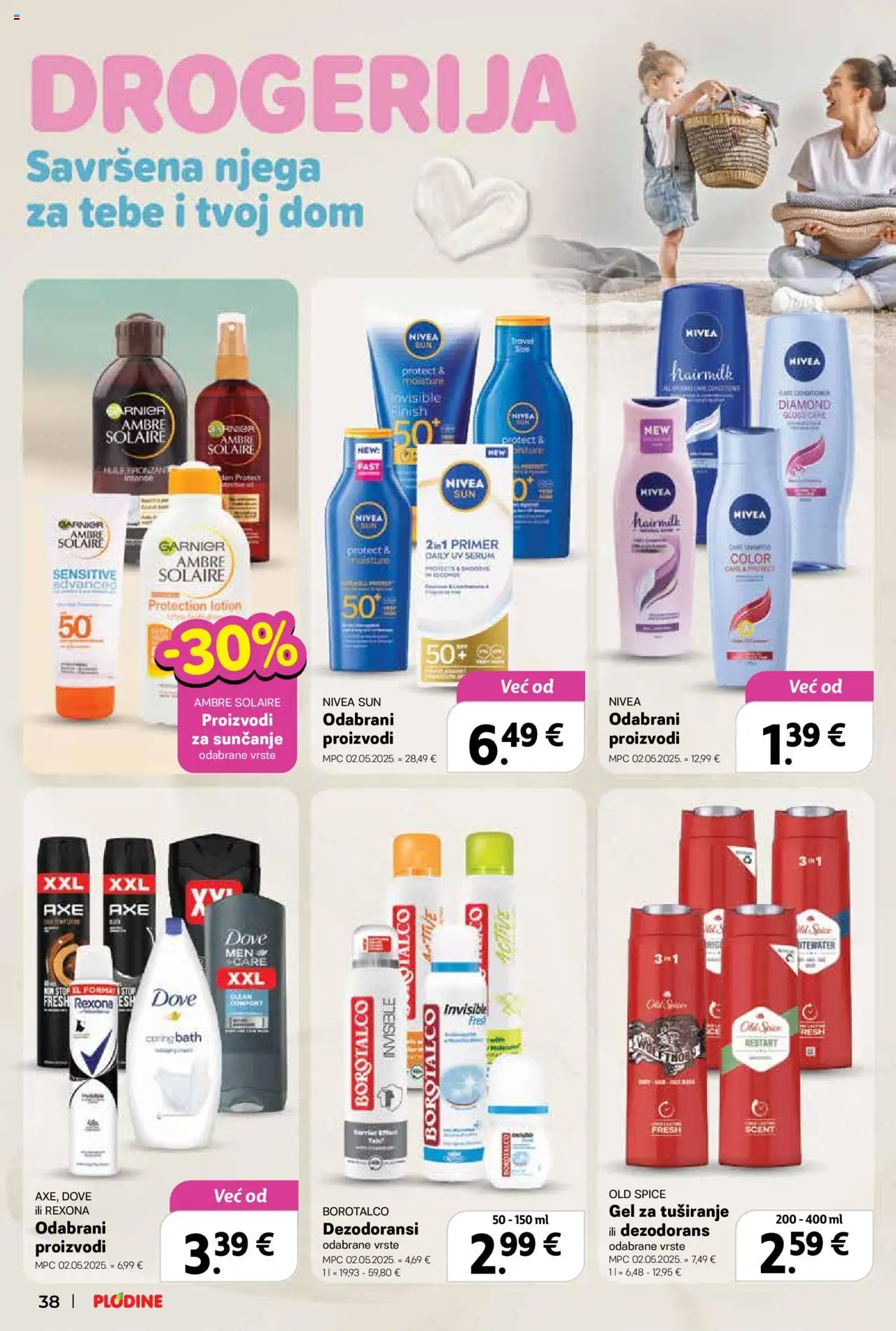Plodine katalog | vrijedi od 02.07.2025 | Stranica: 38 | Proizvodi: Primer, Gel za tuširanje, Garnier, Borotalco