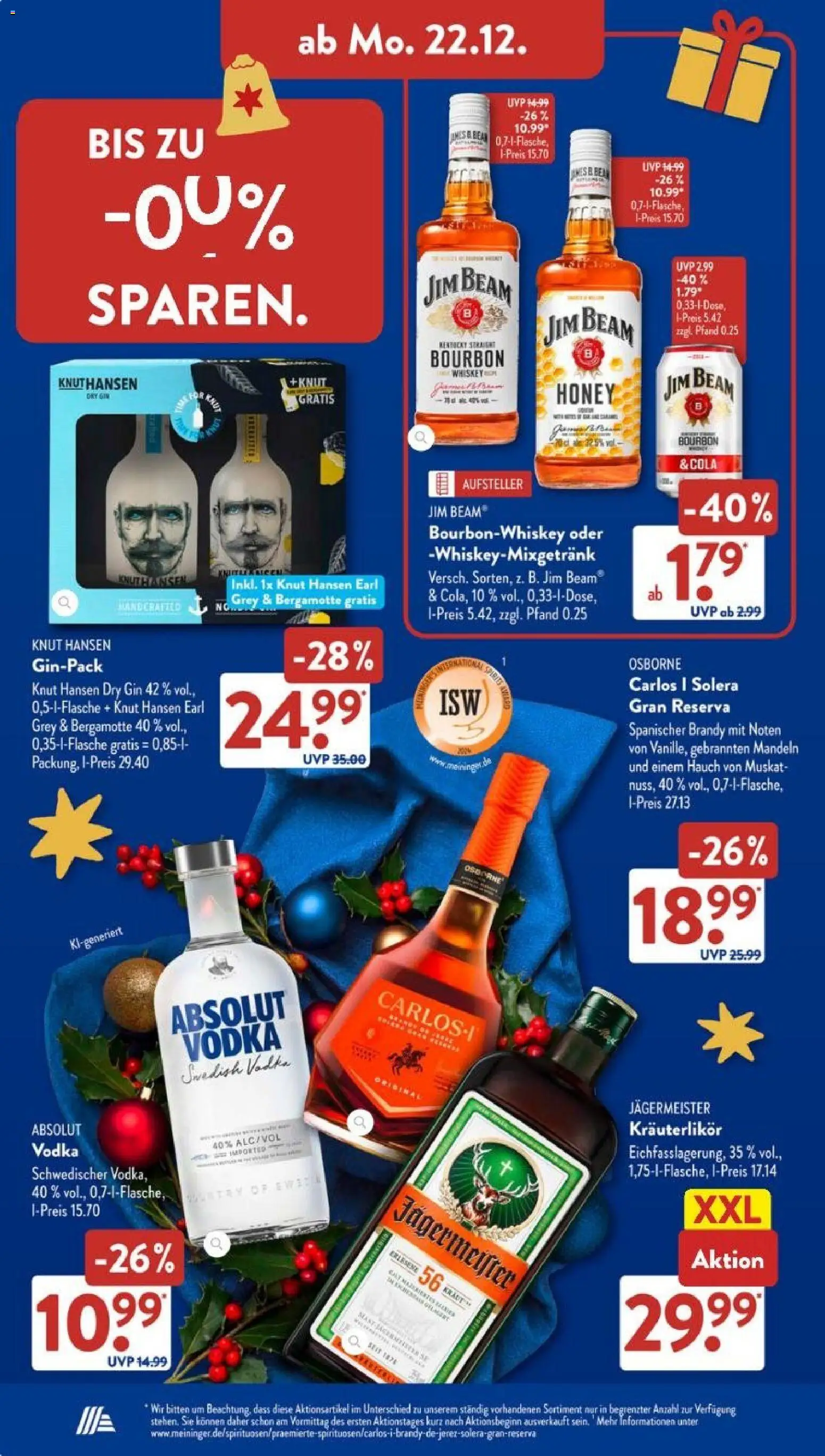 Aldi Süd Prospekt 	 – gültig ab 22.12.2025 | Seite: 22 | Produkte: Jim beam, Osborne, Cola, Bourbon