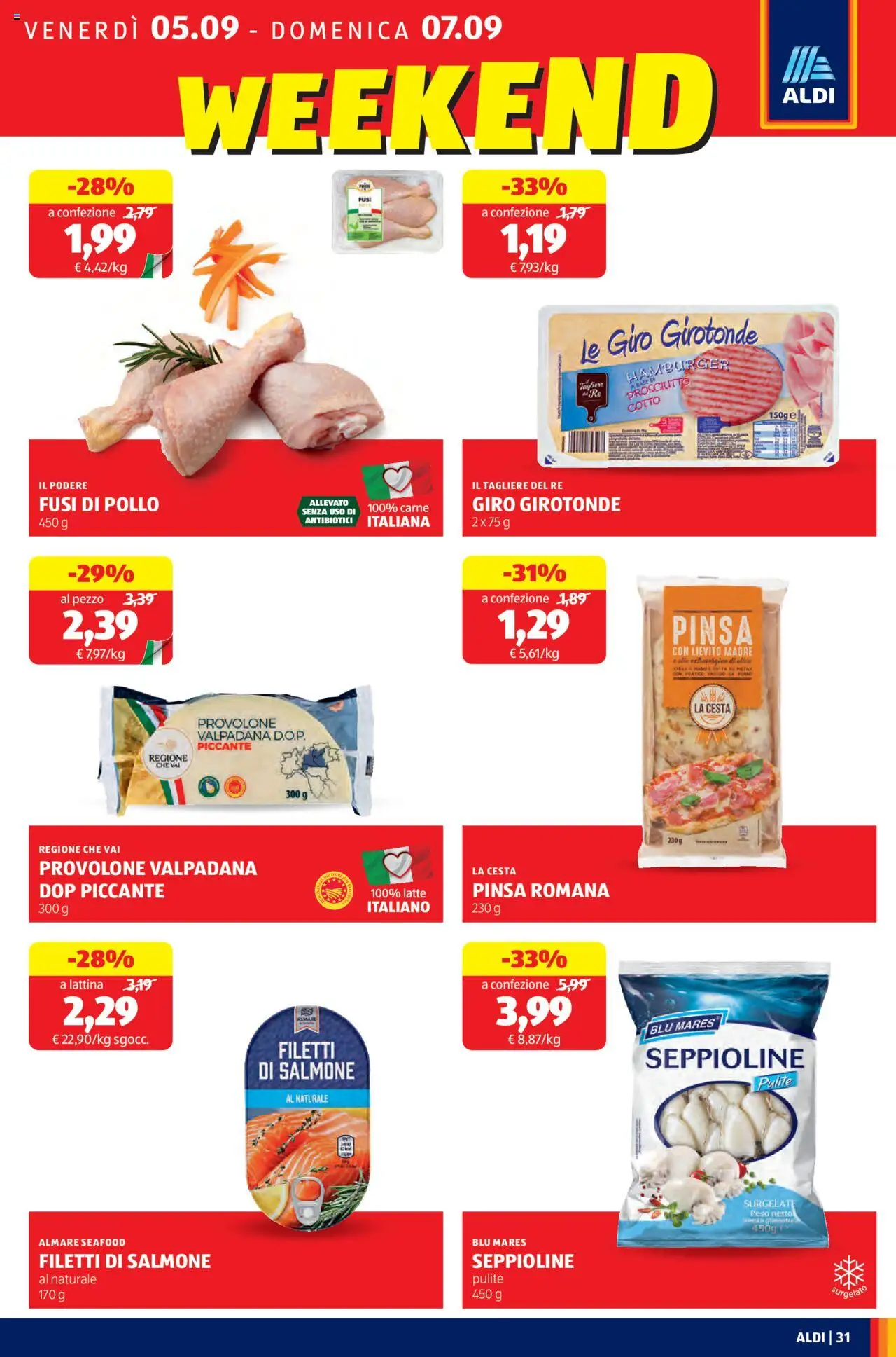 Volantino Aldi del 01.09.2025 | Pagina: 31 | Prodotti: Pollo, Latte, Prosciutto, Vassoio