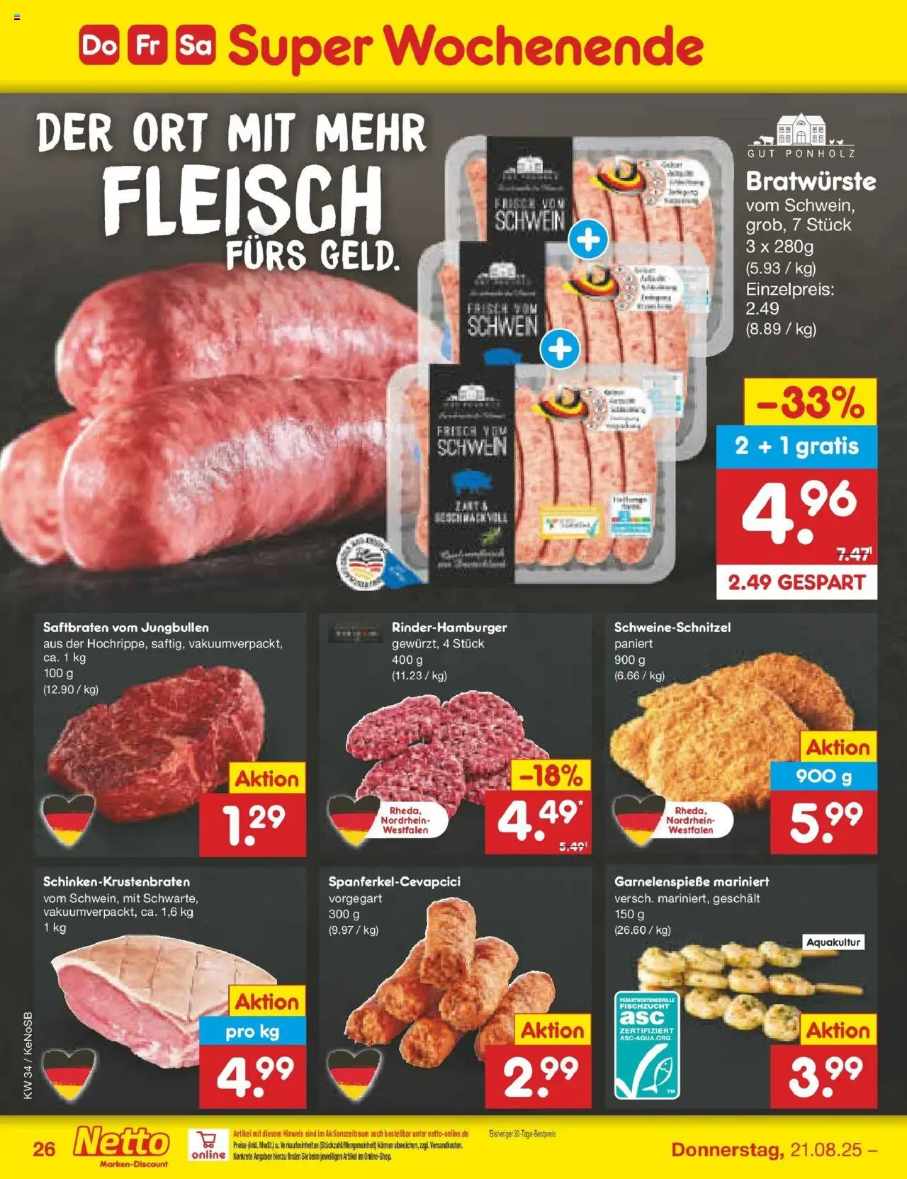 Netto Marken-Discount prospekt Bonn	 - gültig ab dem 18.08.2025 | Seite: 50 | Produkte: Fleisch
