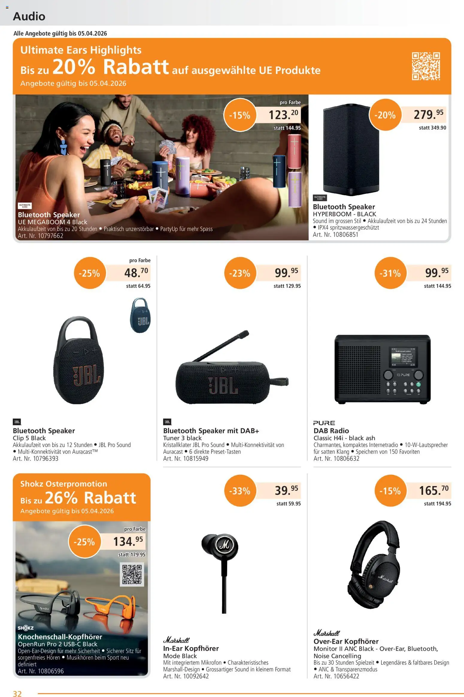 Fust aktionen – gültig ab 23.03.2026 | Seite: 32 | Produkte: Audio, Monitor, Radio, Mikrofon
