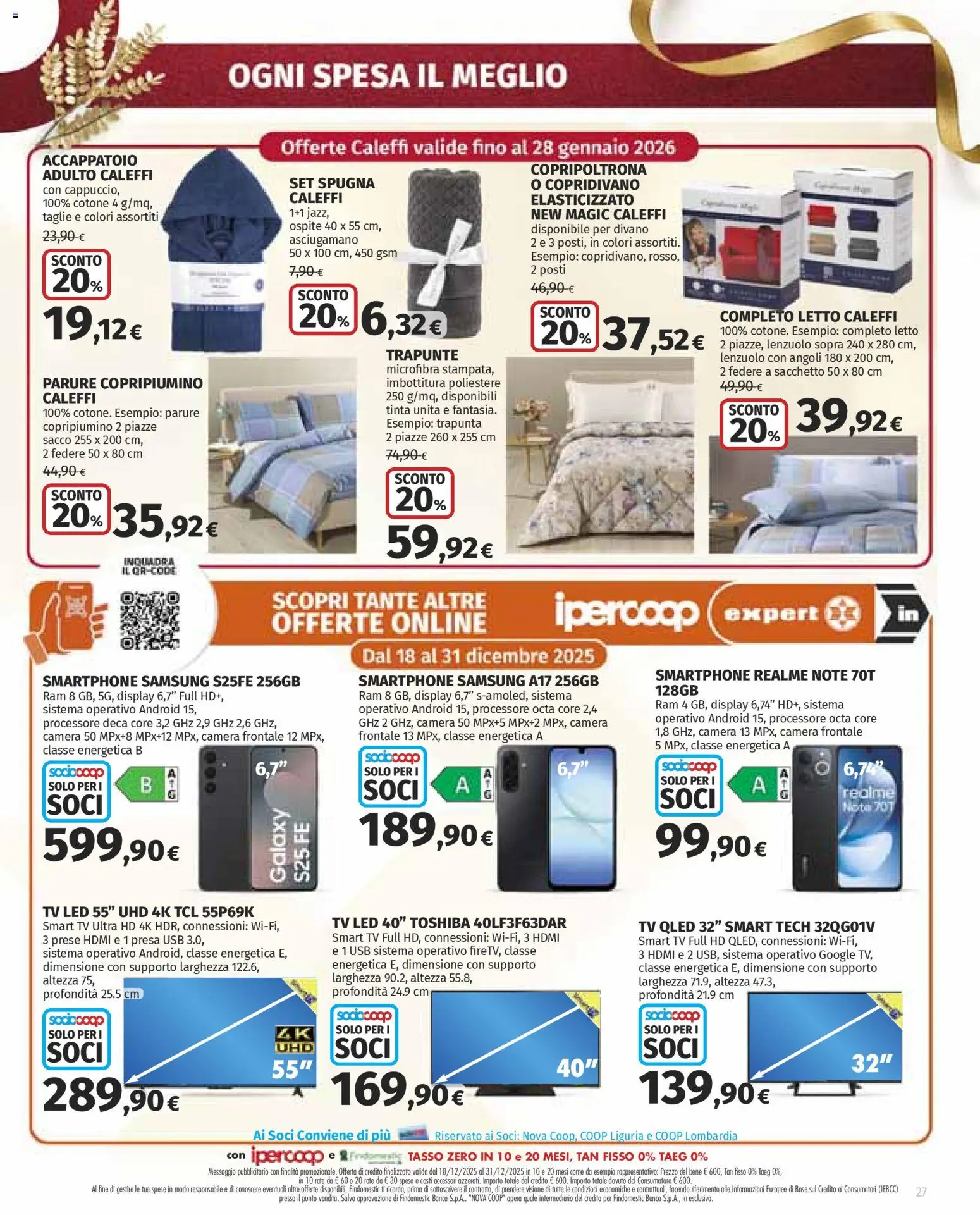 Volantino Ipercoop del 18.12.2025 | Pagina: 27 | Prodotti: Accappatoio, TV, USB, Asciugamano