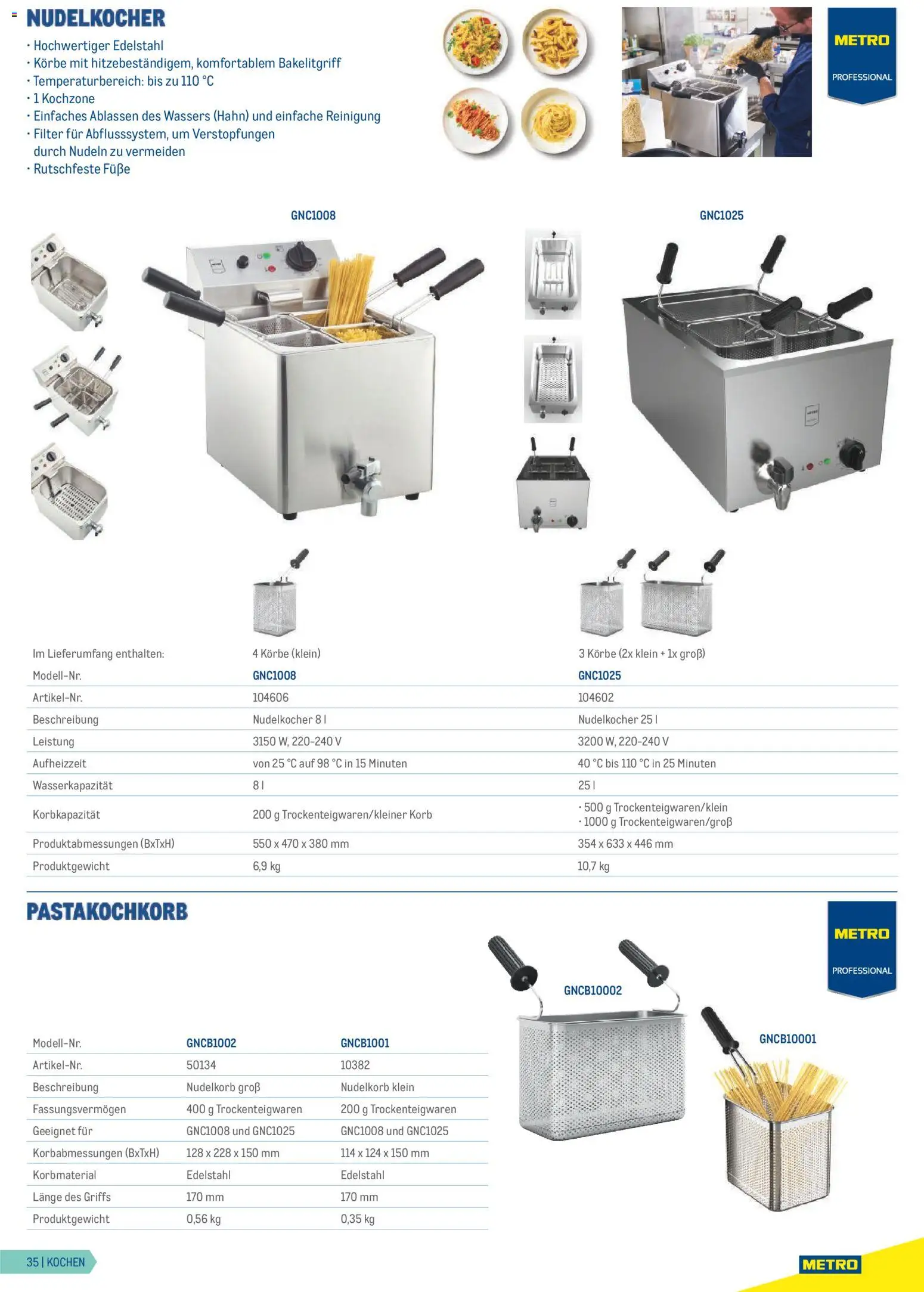 Metro Gastrogeräte gültig ab 23.02.2026 | Seite: 35 | Produkte: Korb, Nudeln