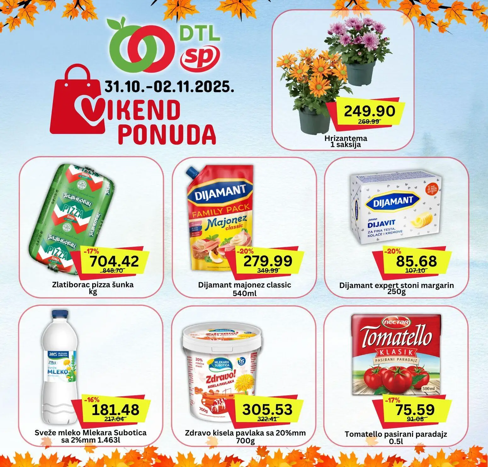 Senta Promet katalog - važi od 31.10.2025 | Strana: 1 | Proizvode: Margarin, Mleko, Pizza šunka, Pavlaka
