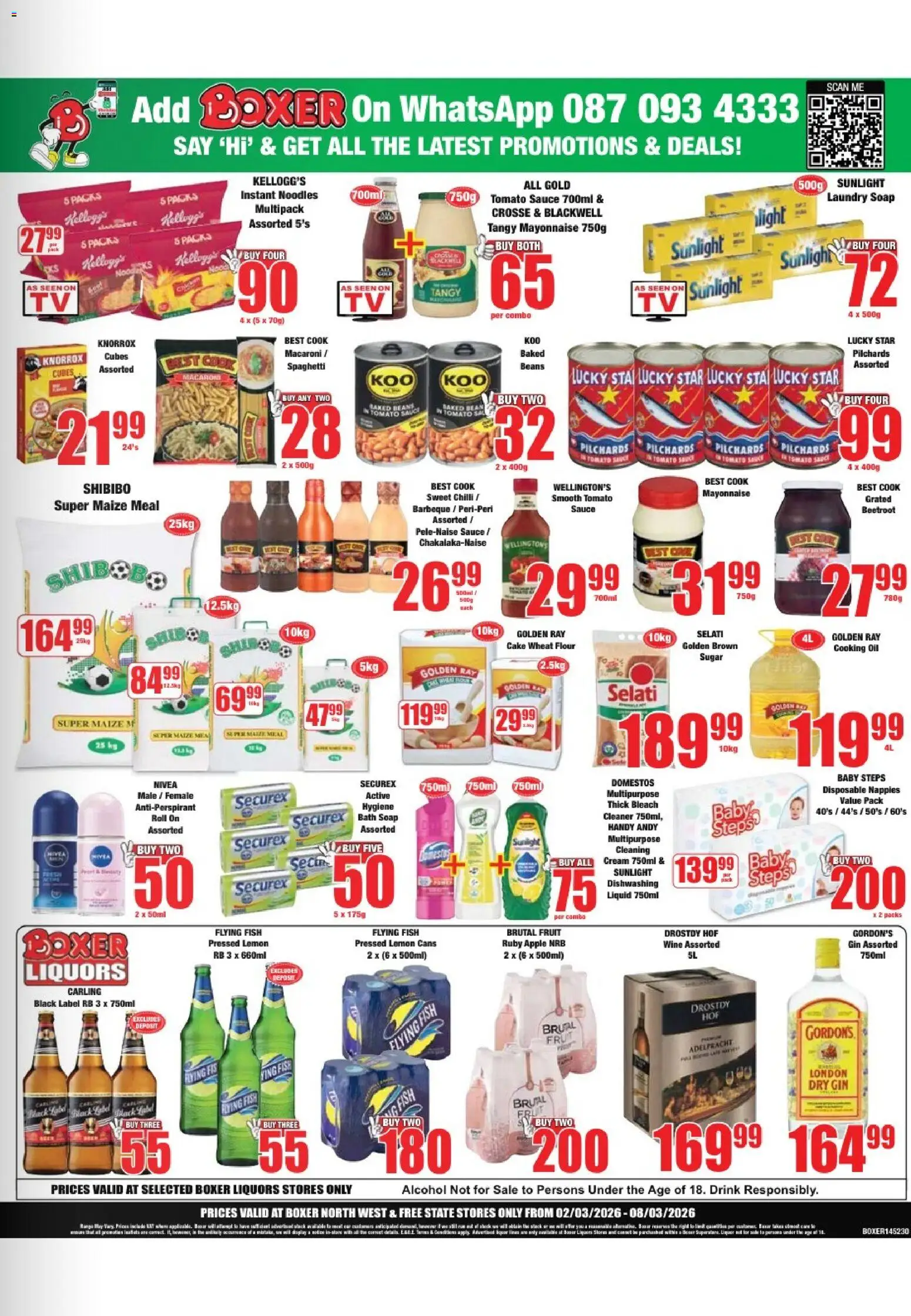 New Boxer catalogue – valid from 02.03.2026 | Page: 3 | Products: Cake, Maize meal, Lemon, Dishwashing liquid