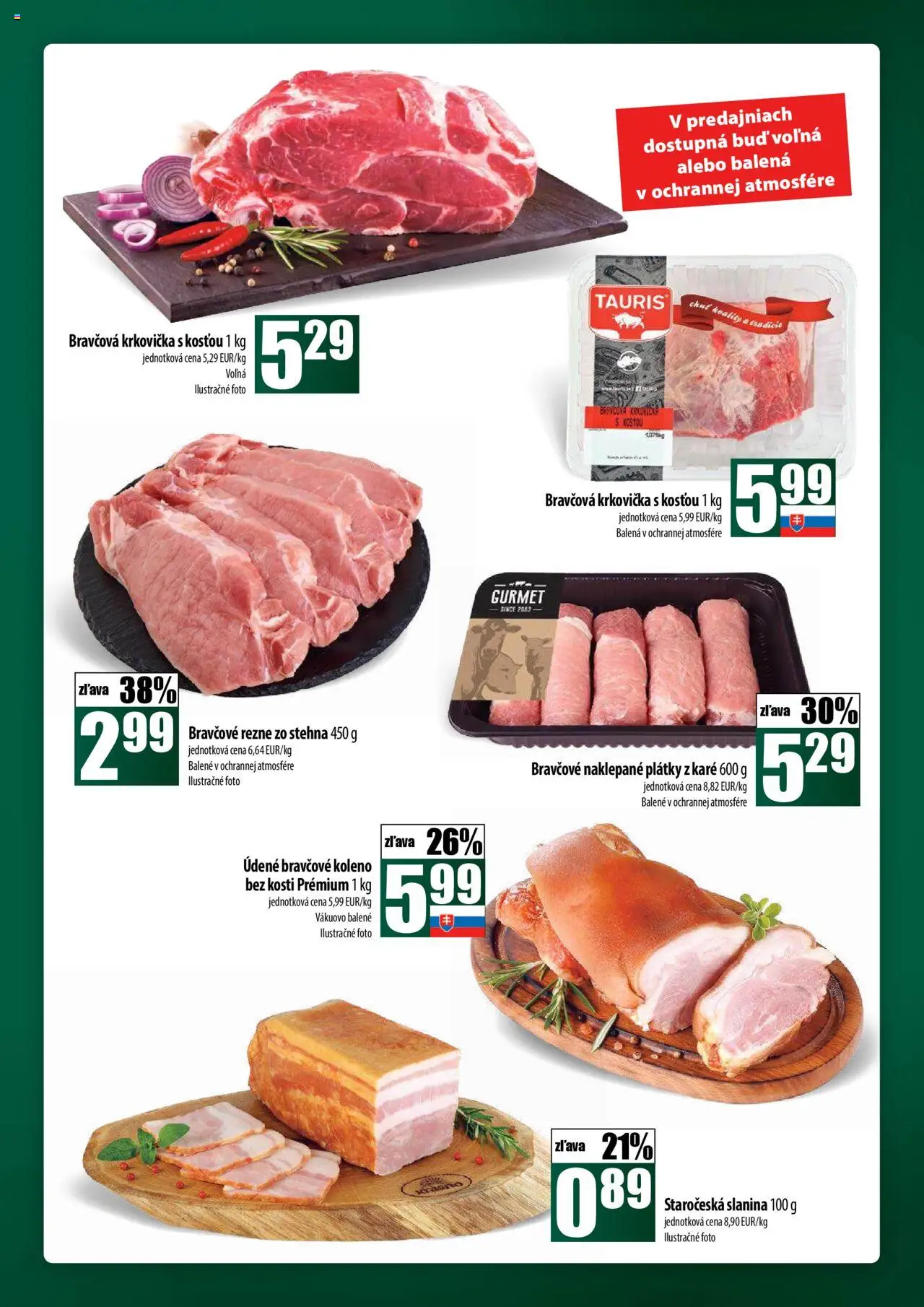 Nové COOP Jednota akcie – leták je platný od 02.10.2025 | Strana: 13 | Produkty: Slanina, Bravčová krkovička, Bravčové koleno, Krkovička