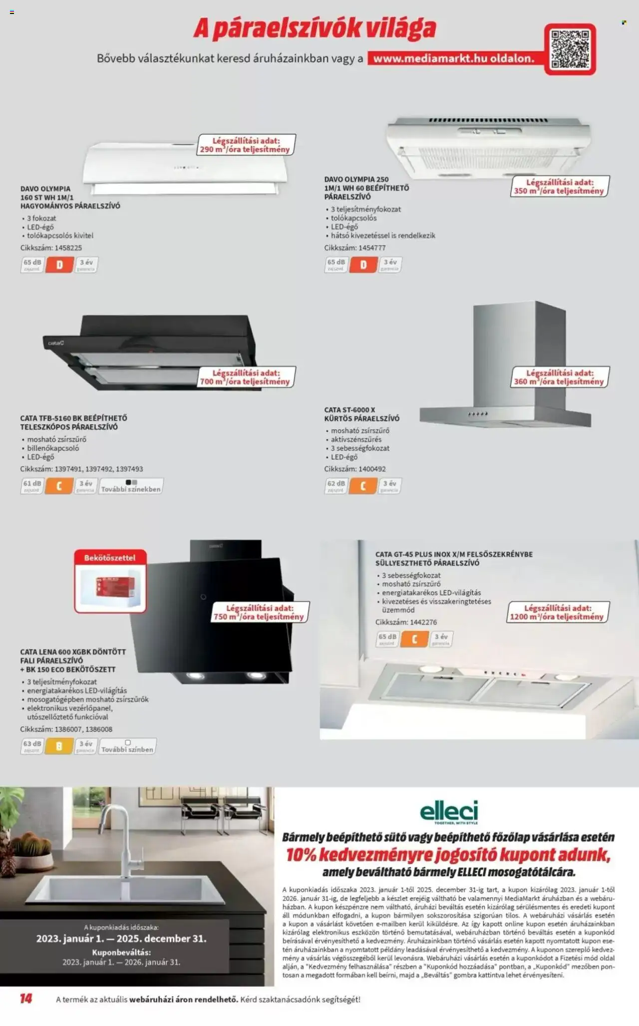 Media Markt akciós ujság - amely érvényes a következő dátumtól: 03.10.2025 | Oldal: 14 | Termékek: Páraelszívó, Sütő, Főzőlap