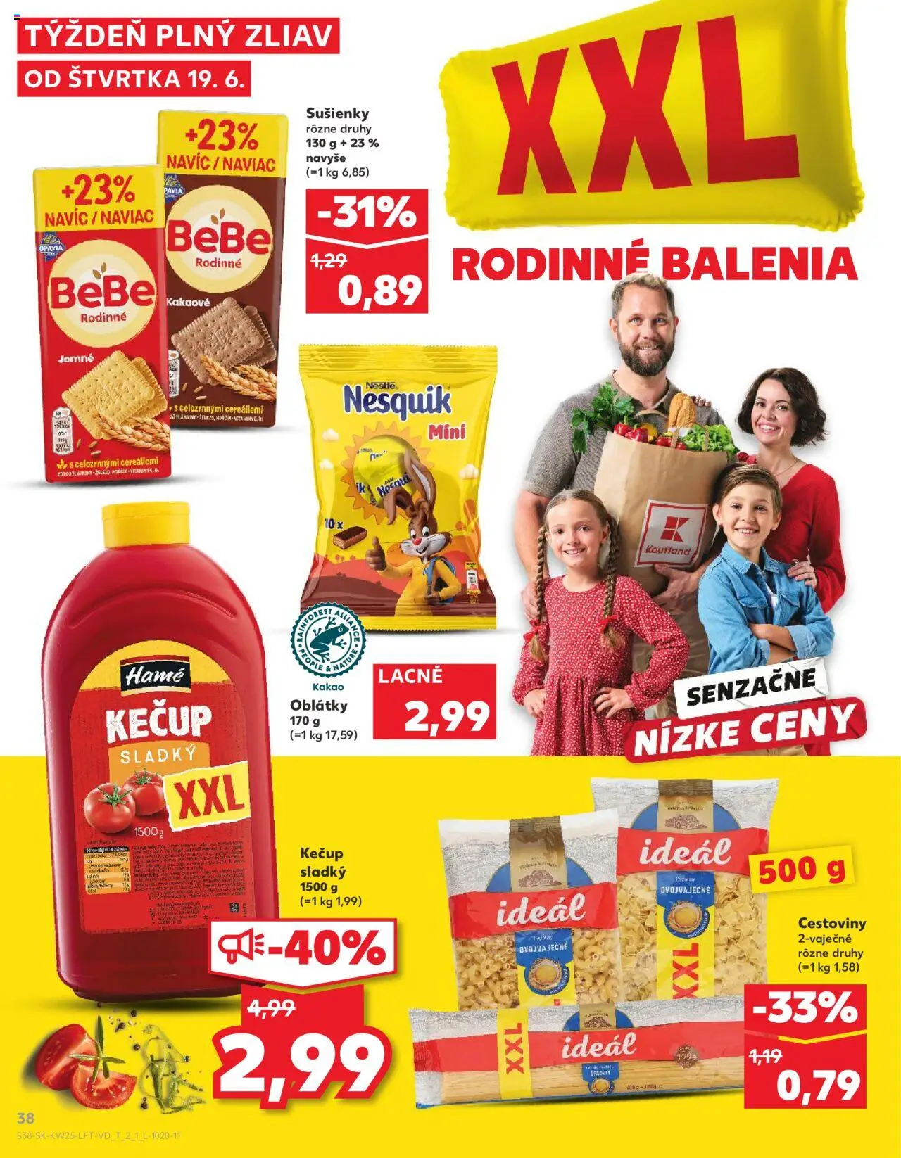 Kaufland Bratislava-Petržalka │ platný od 19.06.2025 | Strana: 38 | Produkty: Cestoviny, Kečup, Nesquik, Kakao