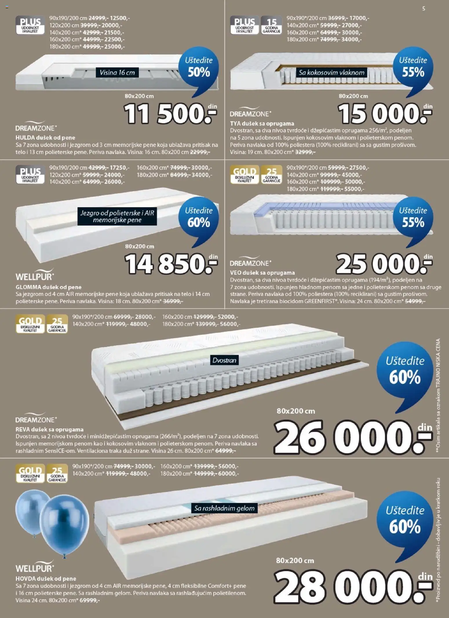 Jysk katalog - važi od 15.04.2026 | Strana: 5 | Proizvode: Dušek, Wellpur
