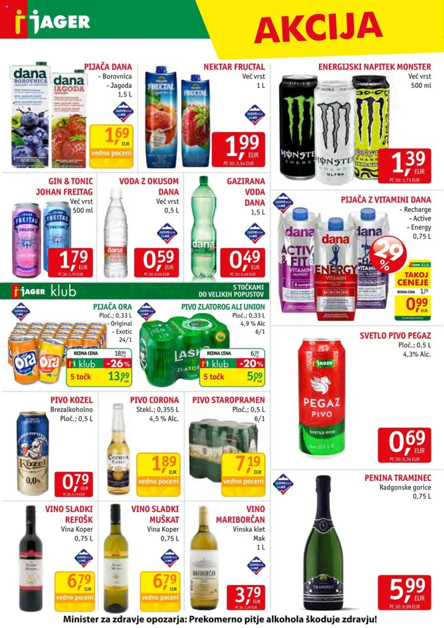 Novi Jager katalog ponudbe – veljaven od 01.04.2026 | Stran: 12 | Izdelki: Energijski napitek, Voda z okusom, Vino, Voda