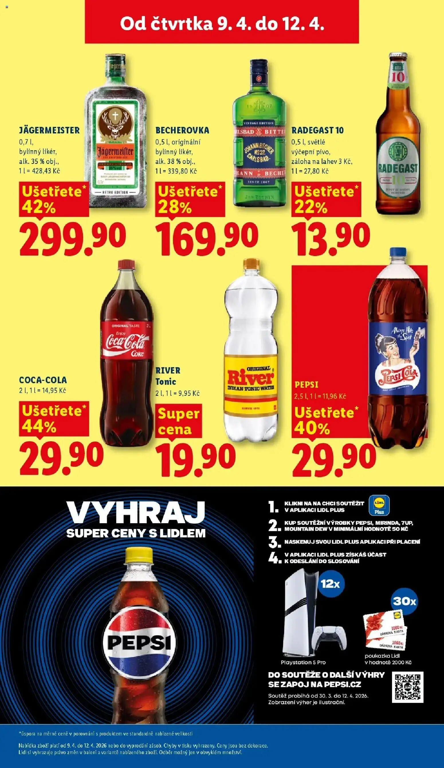 Lidl aktuální leták od 09.04.2026 | Strana: 17 | Produkty: Jägermeister, Pepsi, River tonic, Láhev