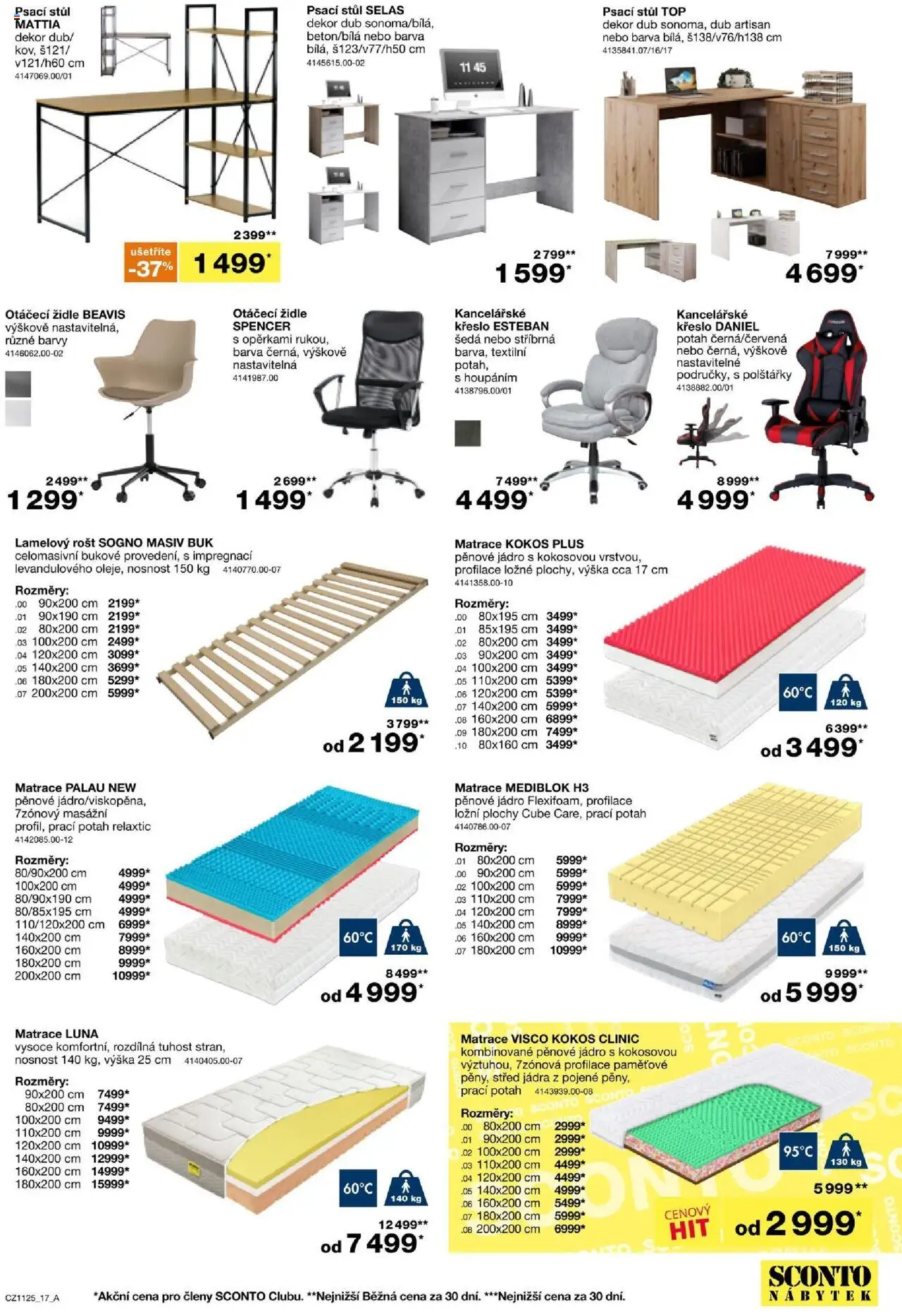 Sconto nábytek leták od 27.08.2025 | Strana: 17 | Produkty: Matrace, Stůl, Židle, Psací stůl