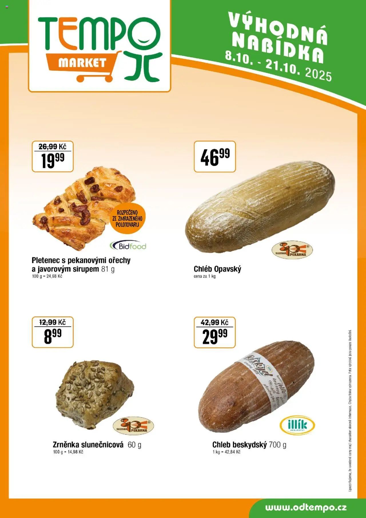 Tempo leták od 08.10.2025 | Strana: 13 | Produkty: Chléb, Ořechy, Pletenec s pekanovými ořechy, Pekárna