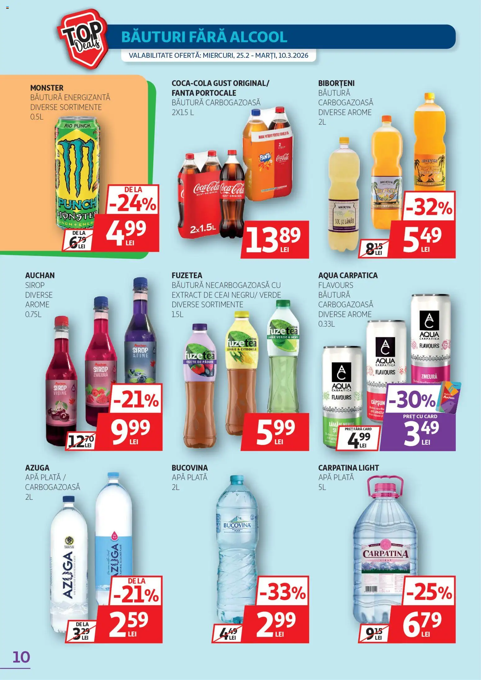 Noul catalog Auchan – valabil de la 25.02.2026 | Pagină: 10 | Produse: Amerikan servis, Portocale, Ceai, Apă