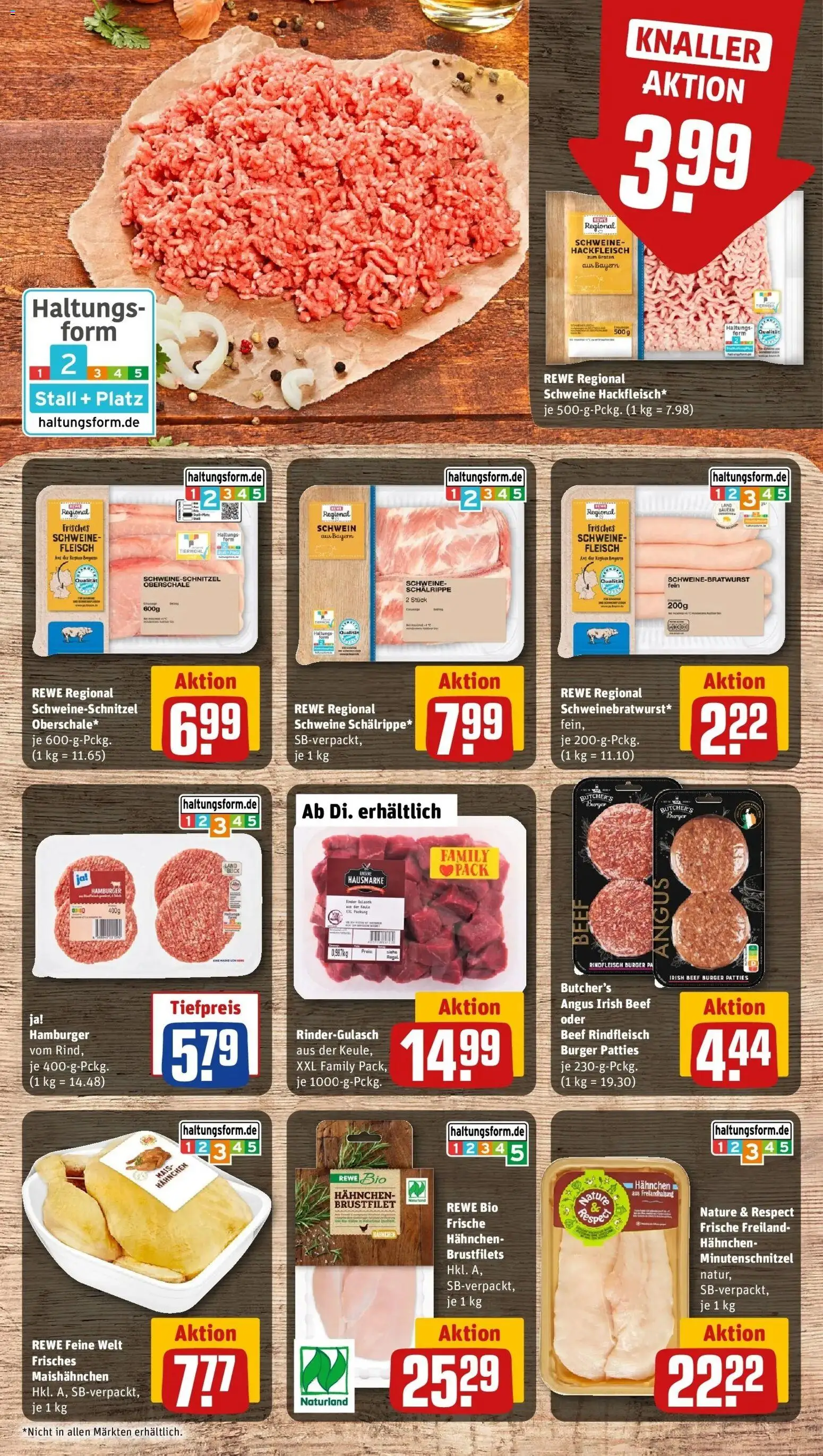 Rewe prospekt Emskirchen	 – gültig ab 09.02.2026 | Seite: 14 | Produkte: Rindergulasch, Burger, Steak, Hackfleisch