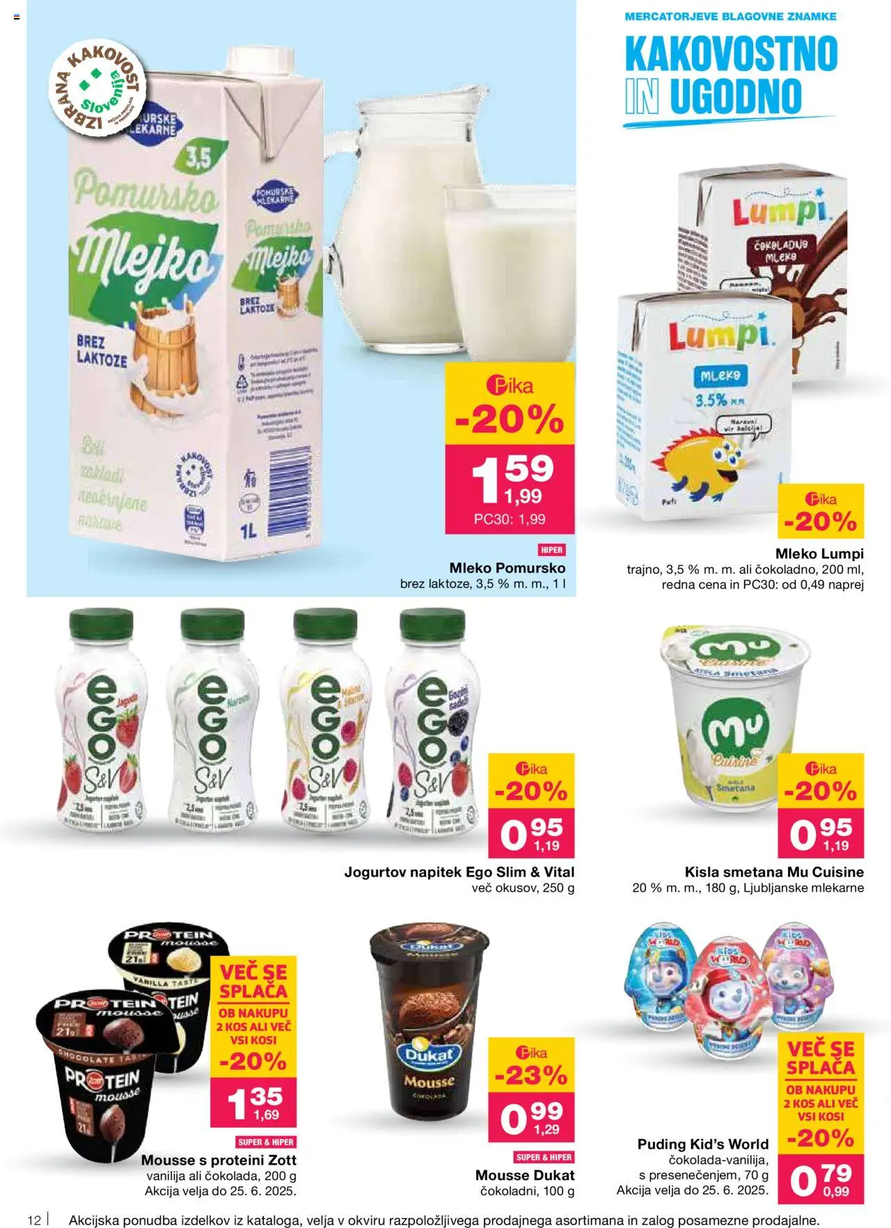 Mercator katalog │ velja od 12.06.2025 | Stran: 12 | Izdelki: Puding, Mleko, Kisla smetana, Smetana