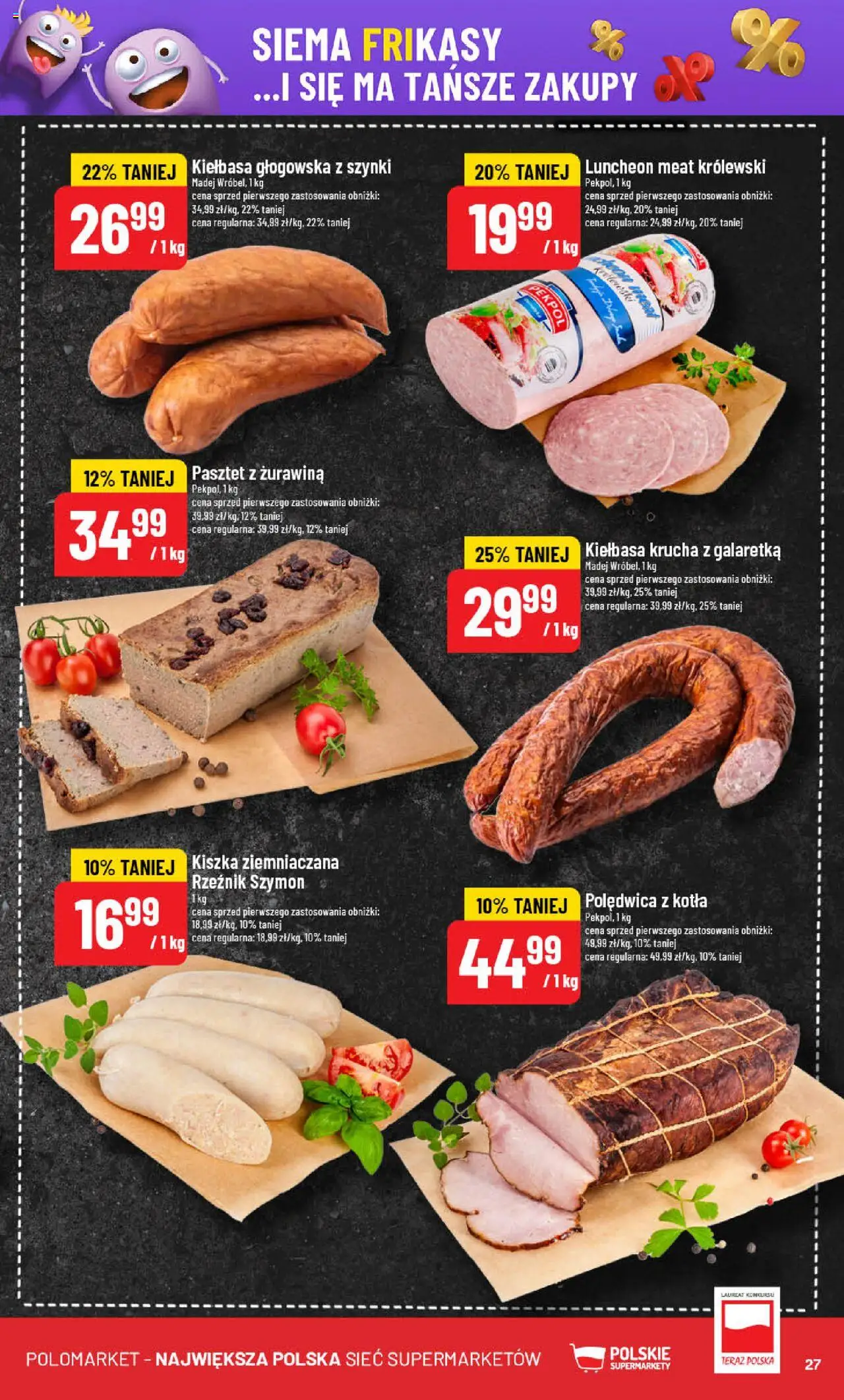 POLOmarket Gazetka od 09.07.2025 | Strona: 27 | Produkty: Kiełbasa, Galaretka, Kiszka ziemniaczana, Żurawina