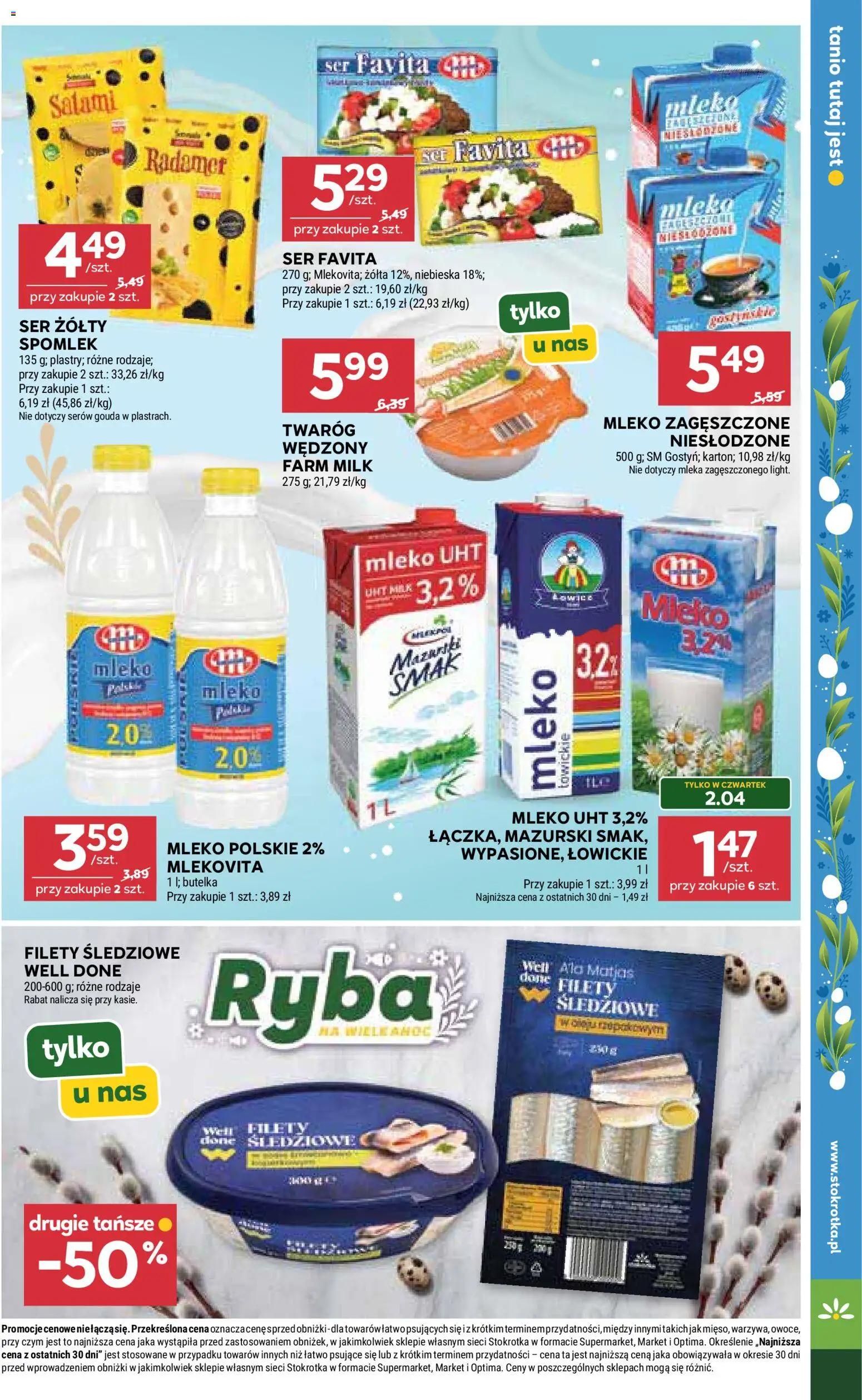 Stokrotka gazetka - Market od 02.04.2026 | Strona: 15 | Produkty: Stokrotka, Mleka, Ser, Ryba