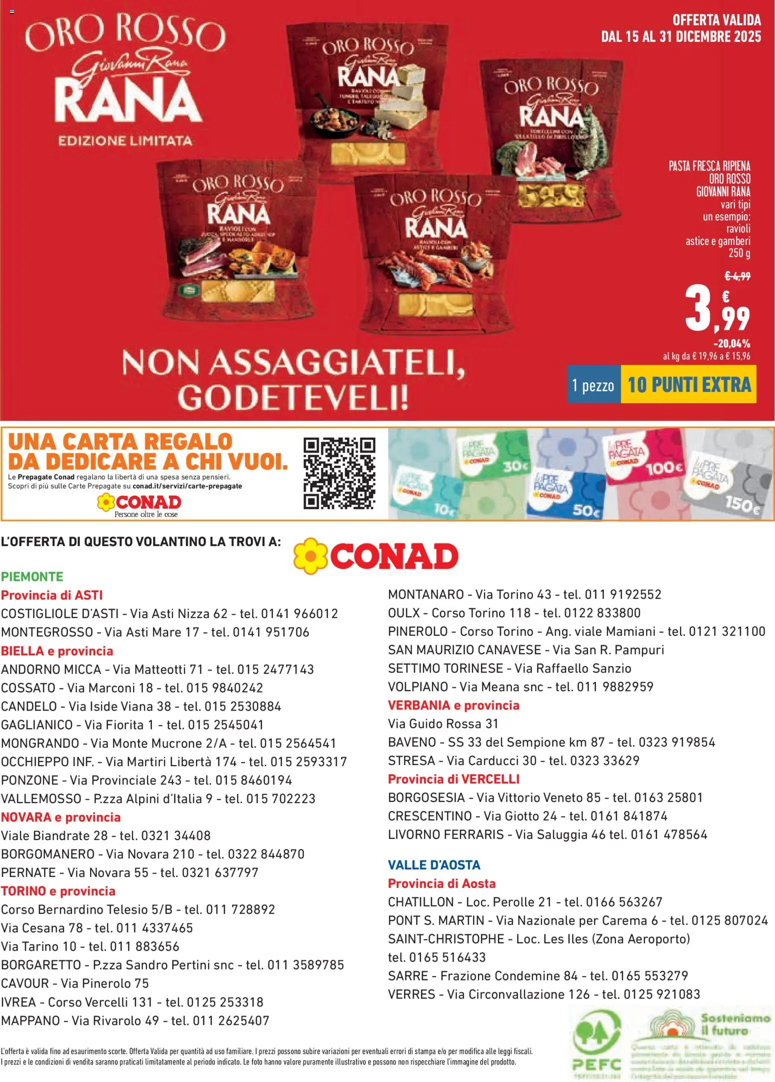 Volantino Conad del 04.12.2025 | Pagina: 12 | Prodotti: Gamberi, Pasta, Ravioli, Astice