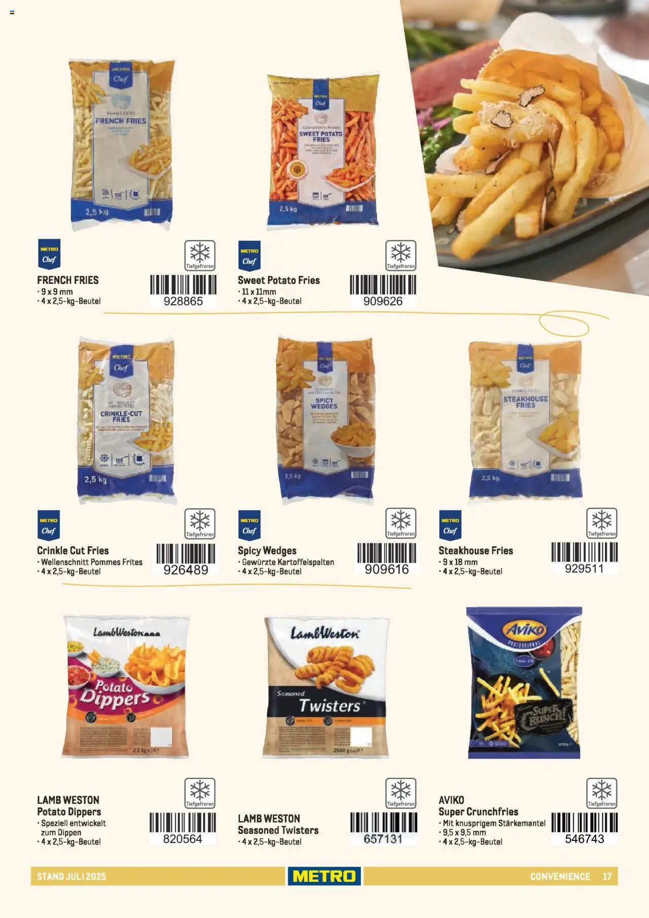 Metro - Sortimentskatalog Lieferservice – gültig ab 31.07.2025 | Seite: 17 | Produkte: Pommes, Pommes frites