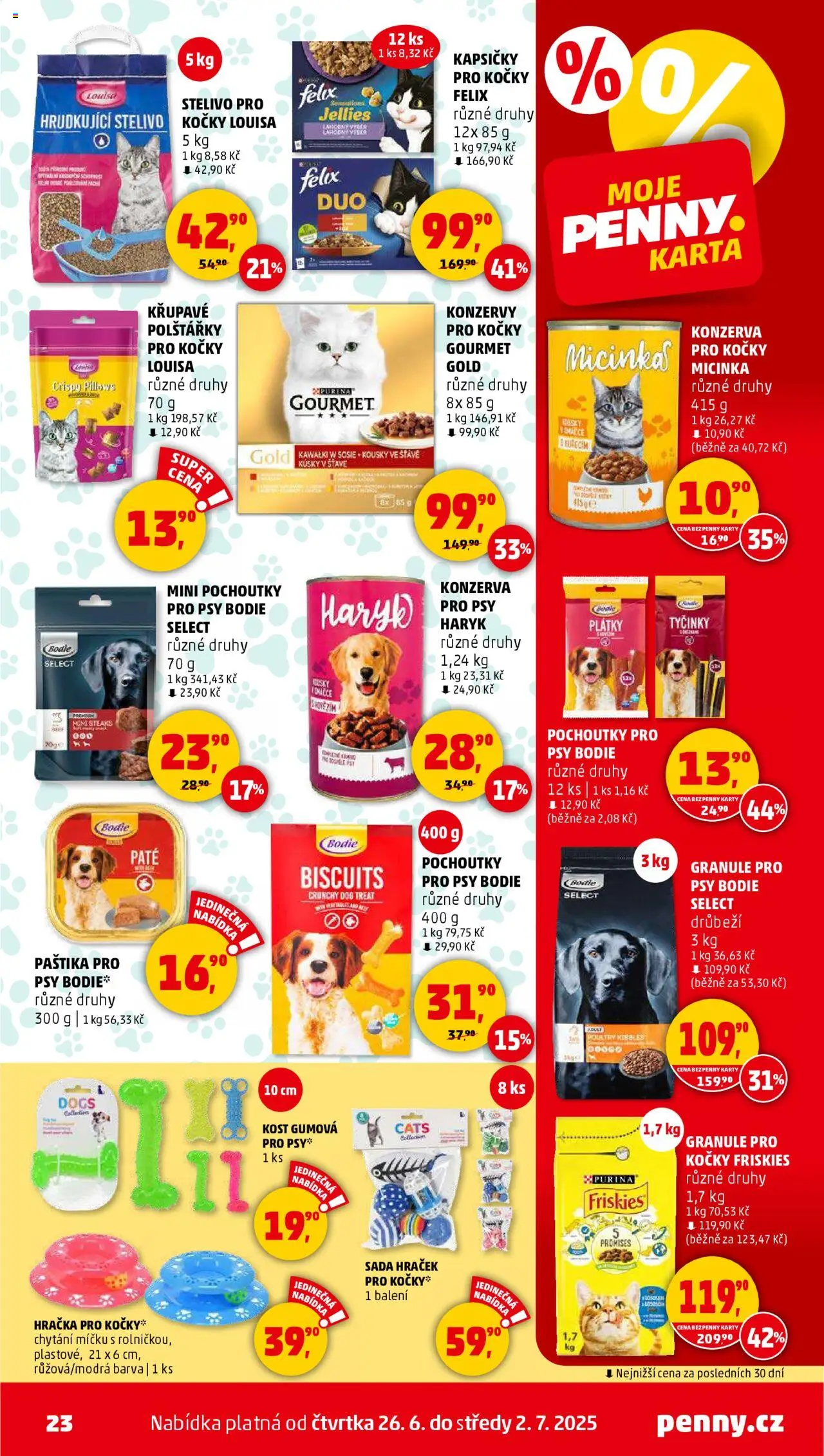 Penny Market leták - Čtvrtečník od 26.06.2025 | Strana: 23 | Produkty: Granule pro psy, Kapsičky pro kočky, Gourmet Gold, Konzervy pro kočky