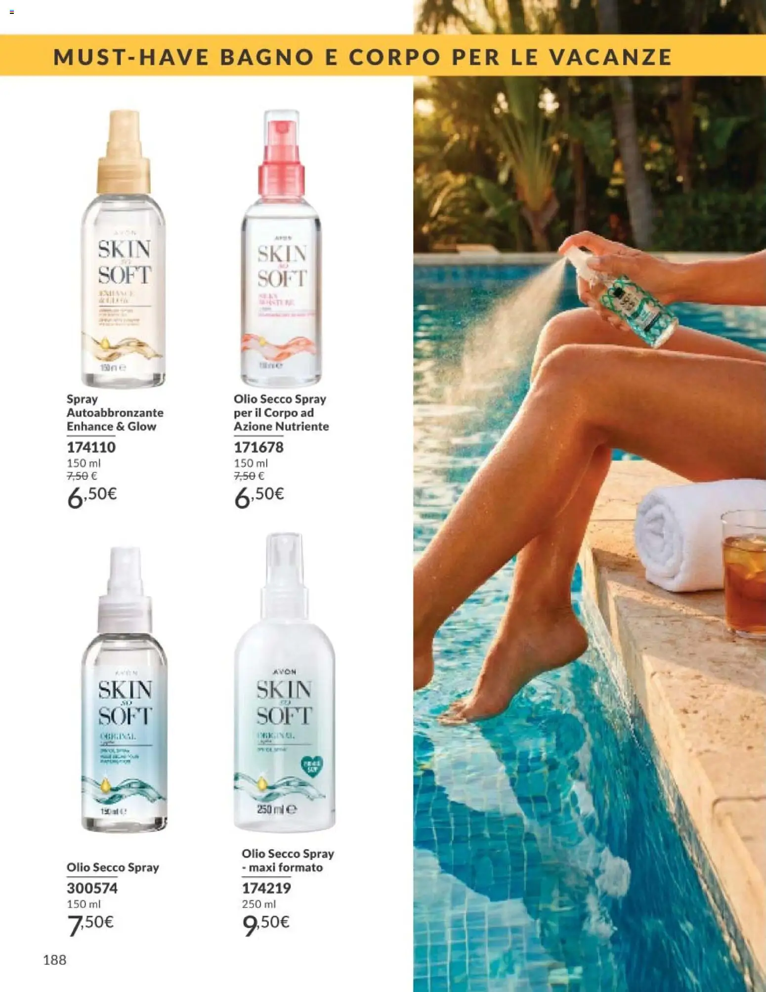Volantino Avon del 01.05.2026 | Pagina: 188 | Prodotti: Autoabbronzante, Olio, Bagno