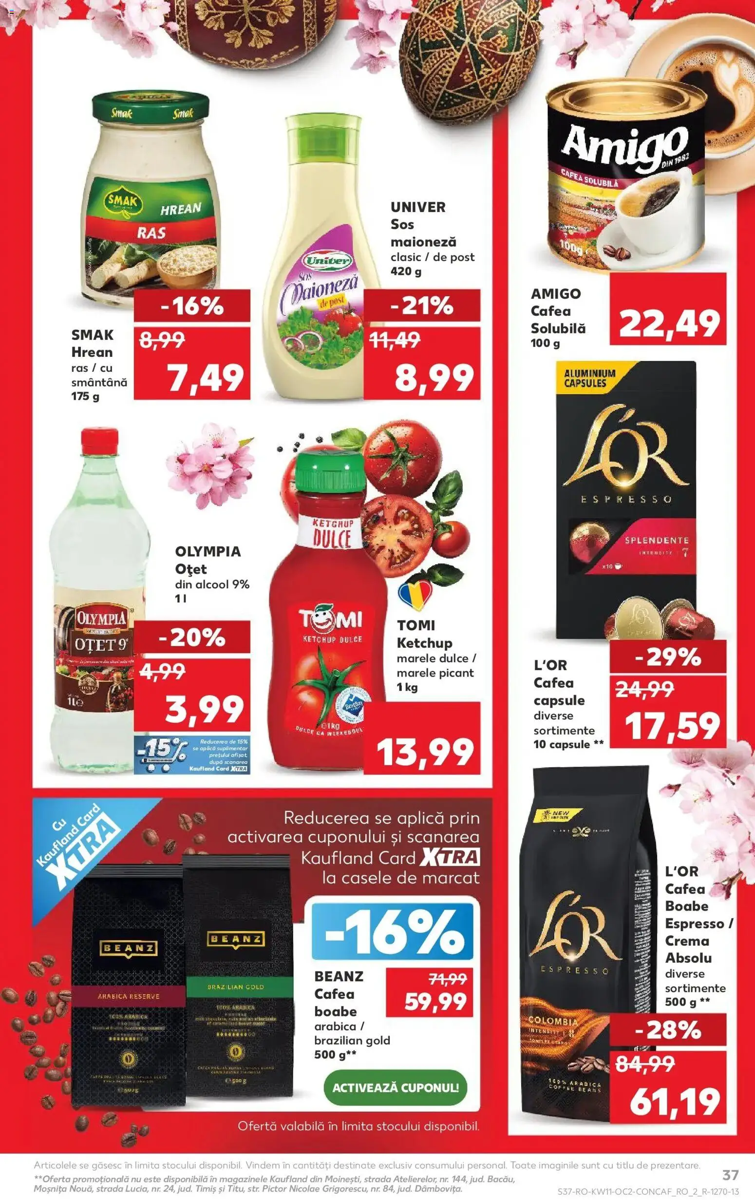 Noul catalog Kaufland – valabil de la 11.03.2026 | Pagină: 37 | Produse: Cafea, Oțet, Ketchup, Maioneză