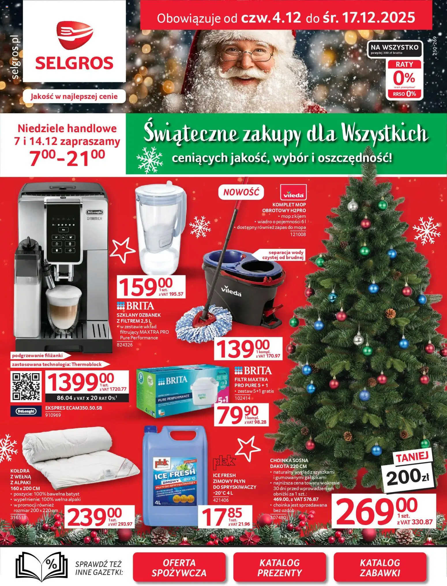 Selgros cash&carry Gazetka - Oferta przemysłowa od 04.12.2025 | Strona: 1 | Produkty: Dzbanek, Choinka, Vileda, Kołdra