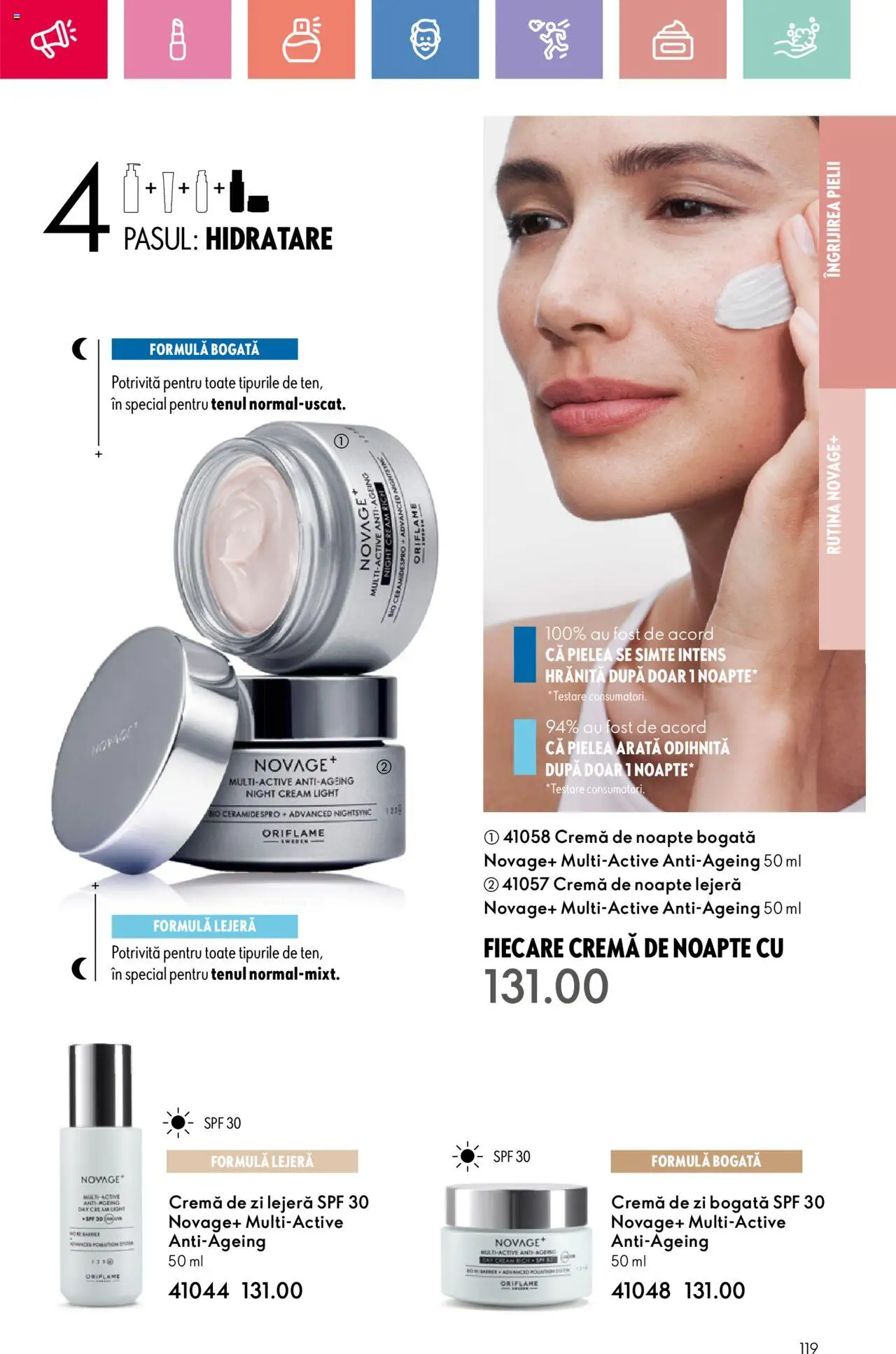Oriflame catalog 10 2025 – valabil de la 06.07.2025 | Pagină: 119 | Produse: Şerit ödül, Cremă de zi, Cremă de noapte, Cremă