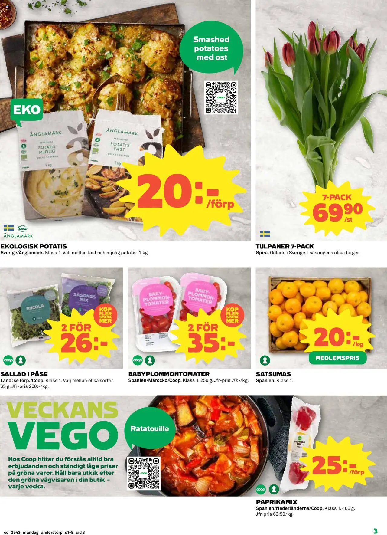 Coop reklamblad aktuell från 20.10.2025 | Sida: 3 | Produkter: Ost, Tomater, Potatis, Sallad