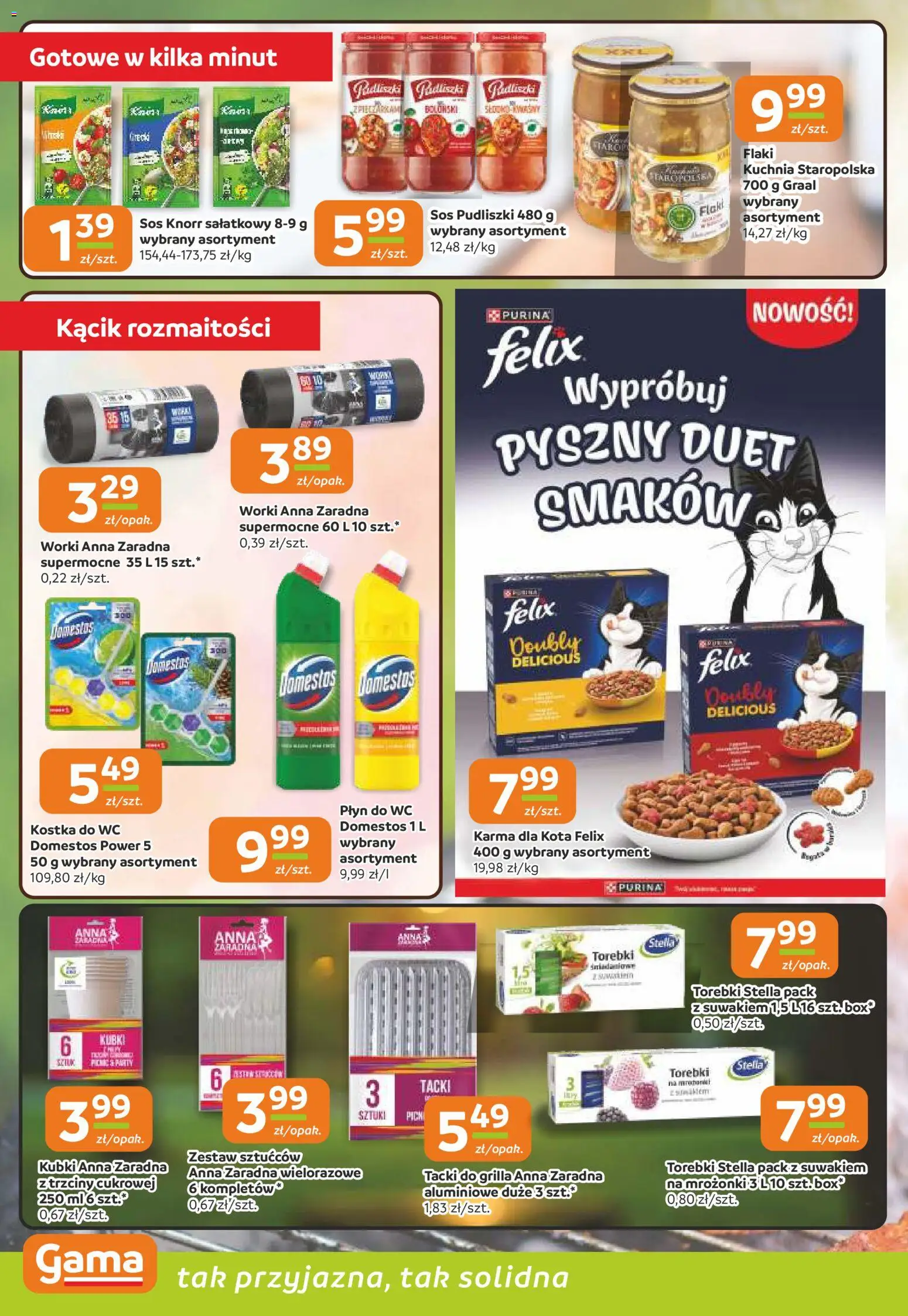Gama gazetka od 23.04.2026 | Strona: 8 | Produkty: Flaki, Domestos, Torebki, Sos