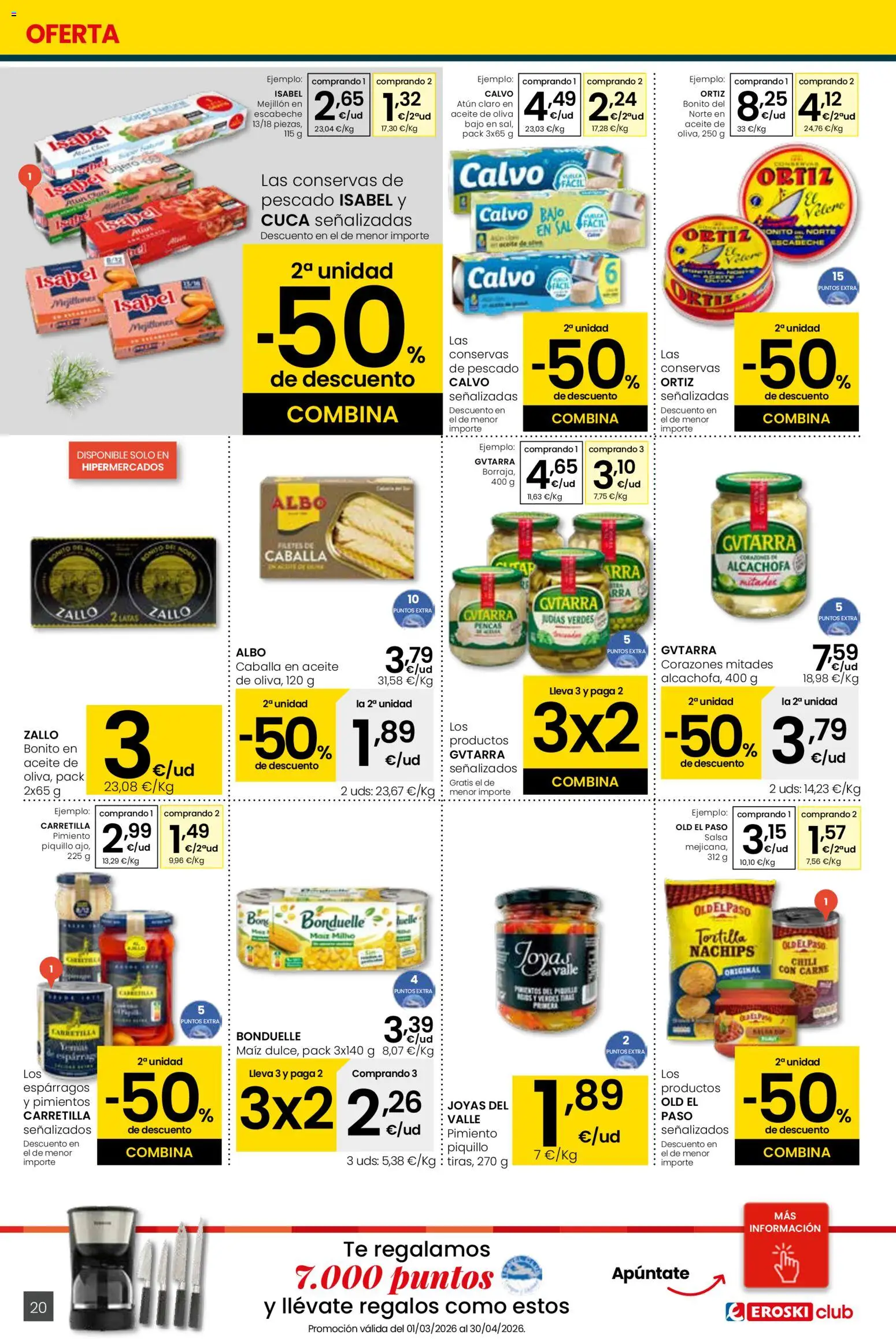Eroski - Viste tu cesta de primavera  │ válido desde el 12.03.2026 | Página: 20 | Productos: Aceite, Νερό καρύδας, Té, Σταθμός εργασίας