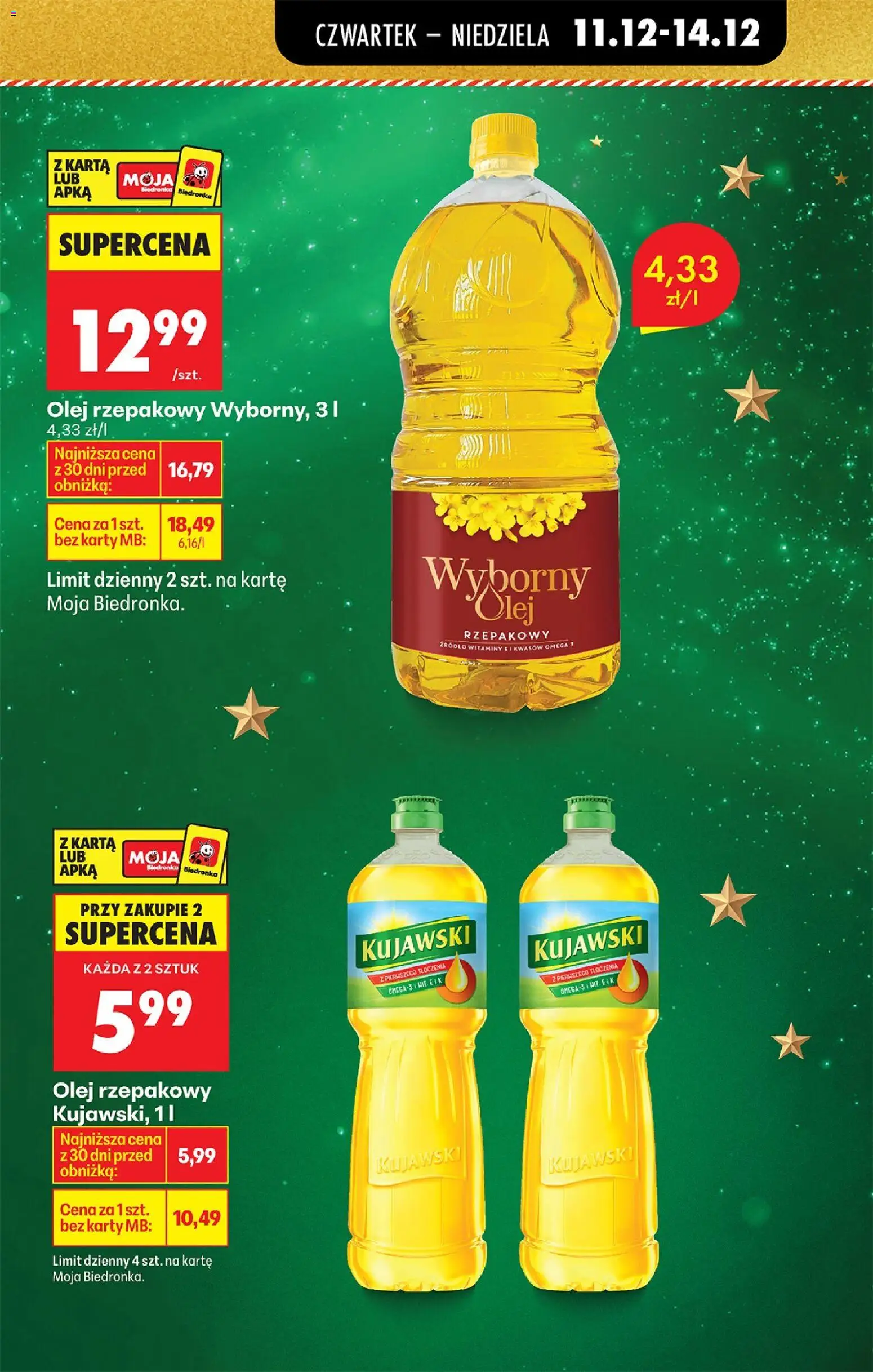 Biedronka gazetka - Oferta w tym tygodniu od 11.12.2025 | Strona: 9 | Produkty: Karta, Olej rzepakowy, Olej
