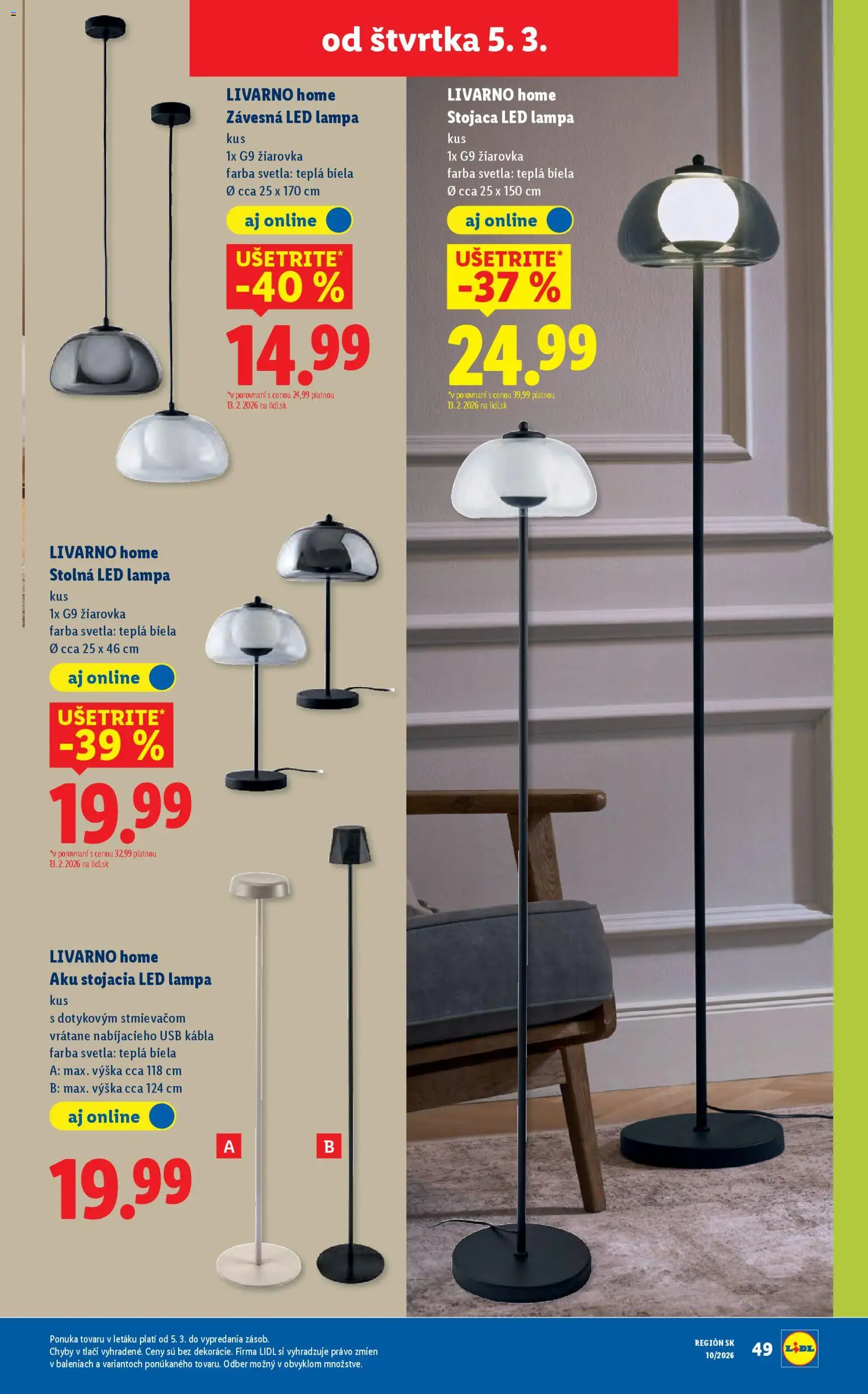 Nové Lidl akcie – leták je platný od 02.03.2026 | Strana: 97 | Produkty: Lampa, Led lampa, Lampa stojaca, Žiarovka