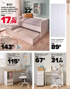 Vista previa Carrefour folleto válido desde el 09.01.2026 | Página: 13 | Productos: Juego de sábanas, Funda, Cajonera, Mesa