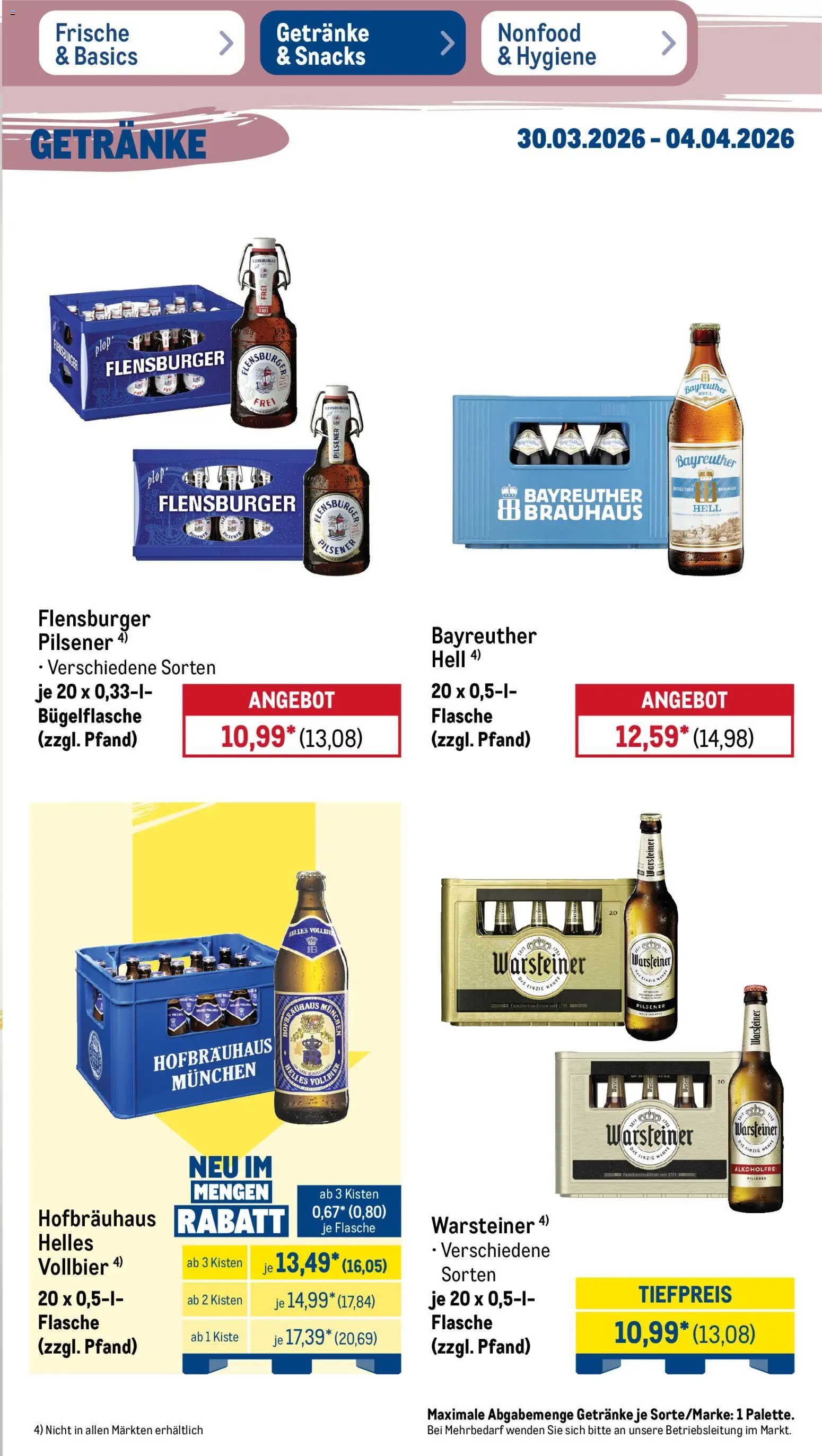 Metro Prospekt 	 – gültig ab 30.03.2026 | Seite: 31 | Produkte: Flensburger, Warsteiner