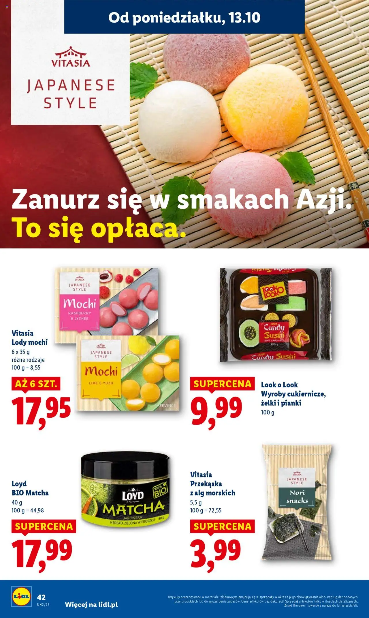 Lidl Gazetka od 13.10.2025 | Strona: 42 | Produkty: Sushi, Pianki, Herbata, Lody