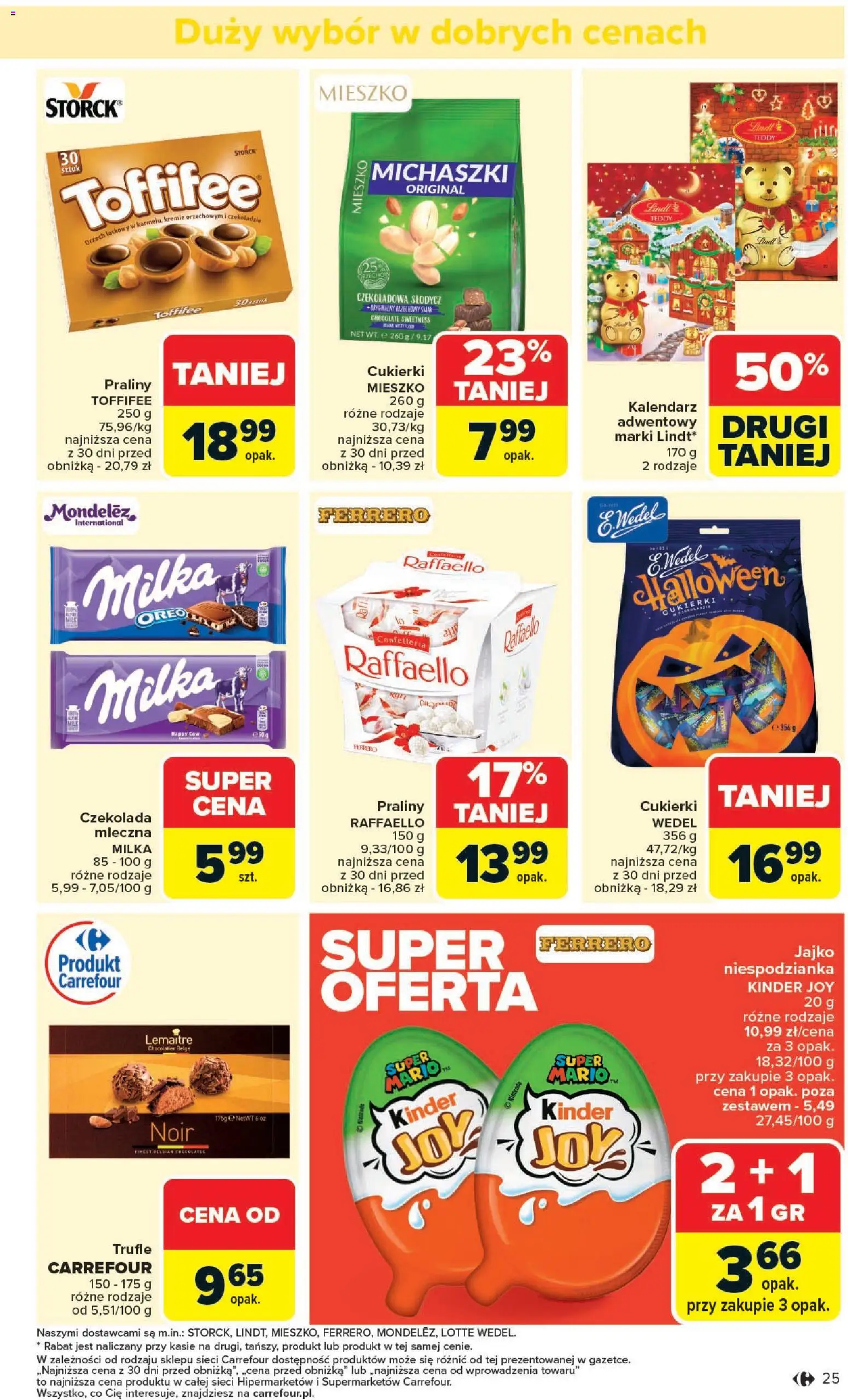 Carrefour Gazetka od 27.10.2025 | Strona: 27 | Produkty: Kalendarz, Kinder Joy, Toffifee, Milka