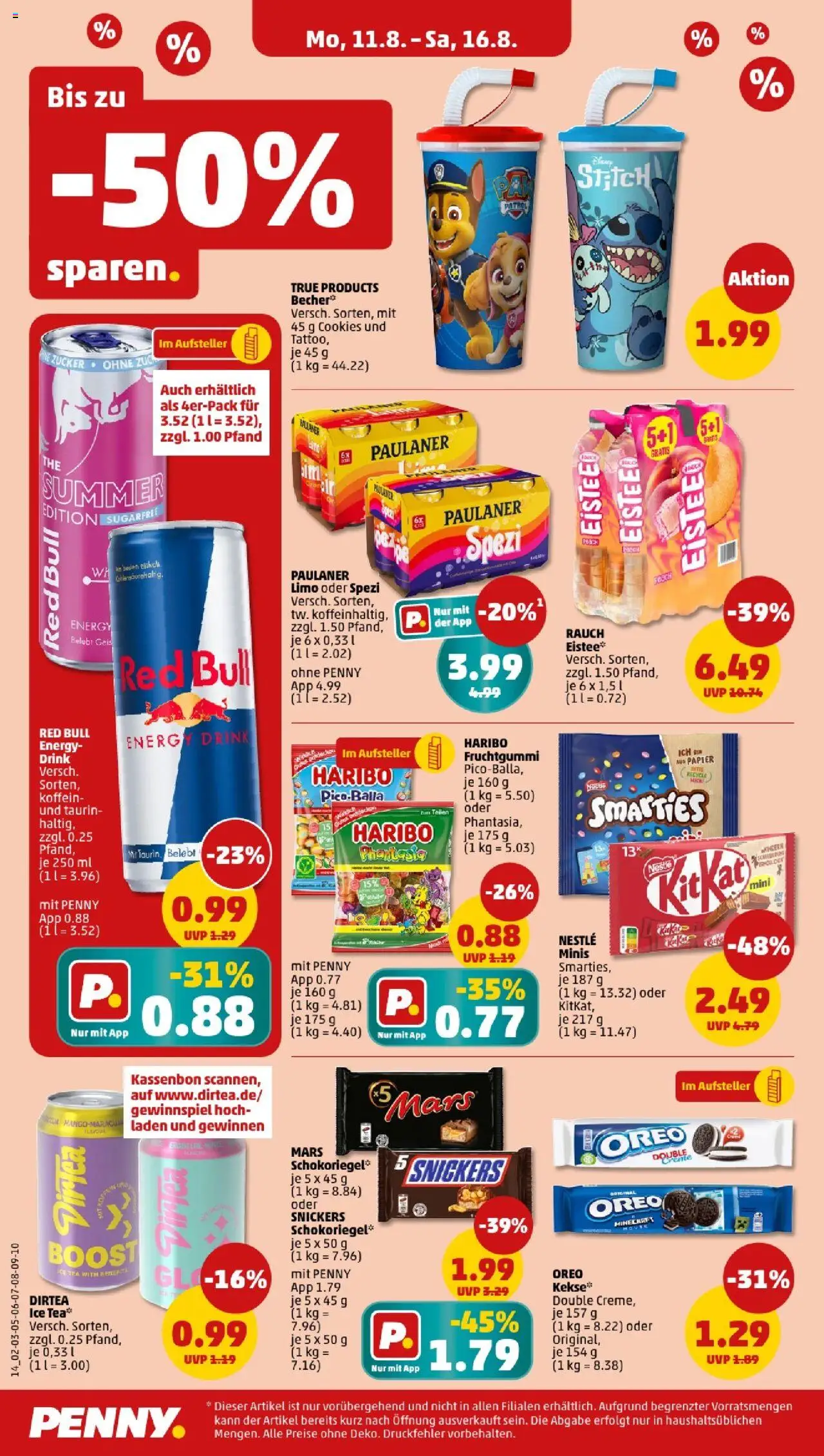 Penny - Nordrhein - Westfalen - gültig ab dem 11.08.2025 | Seite: 14 | Produkte: Red bull, Haribo, Paulaner spezi, Paulaner