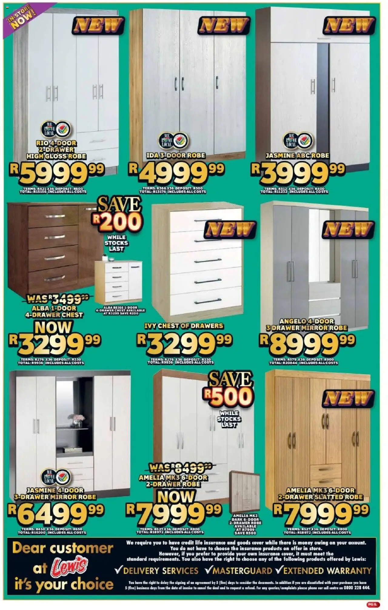 Lewis Stores Specials │ valid from 11.08.2025 | Page: 5 | Products: Cover, Phone, Chest of drawers, Mirror