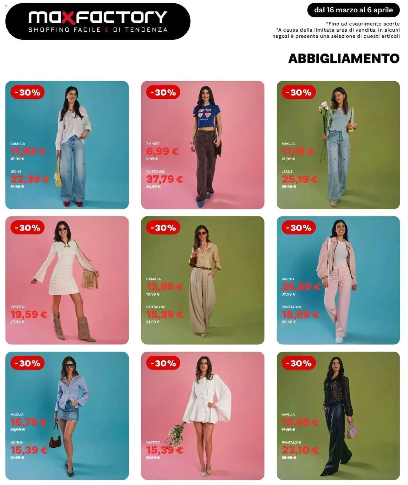 Volantino Max Factory del 15.03.2026 | Pagina: 6 | Prodotti: Camicia, Giacca, Pantaloni, Gonna