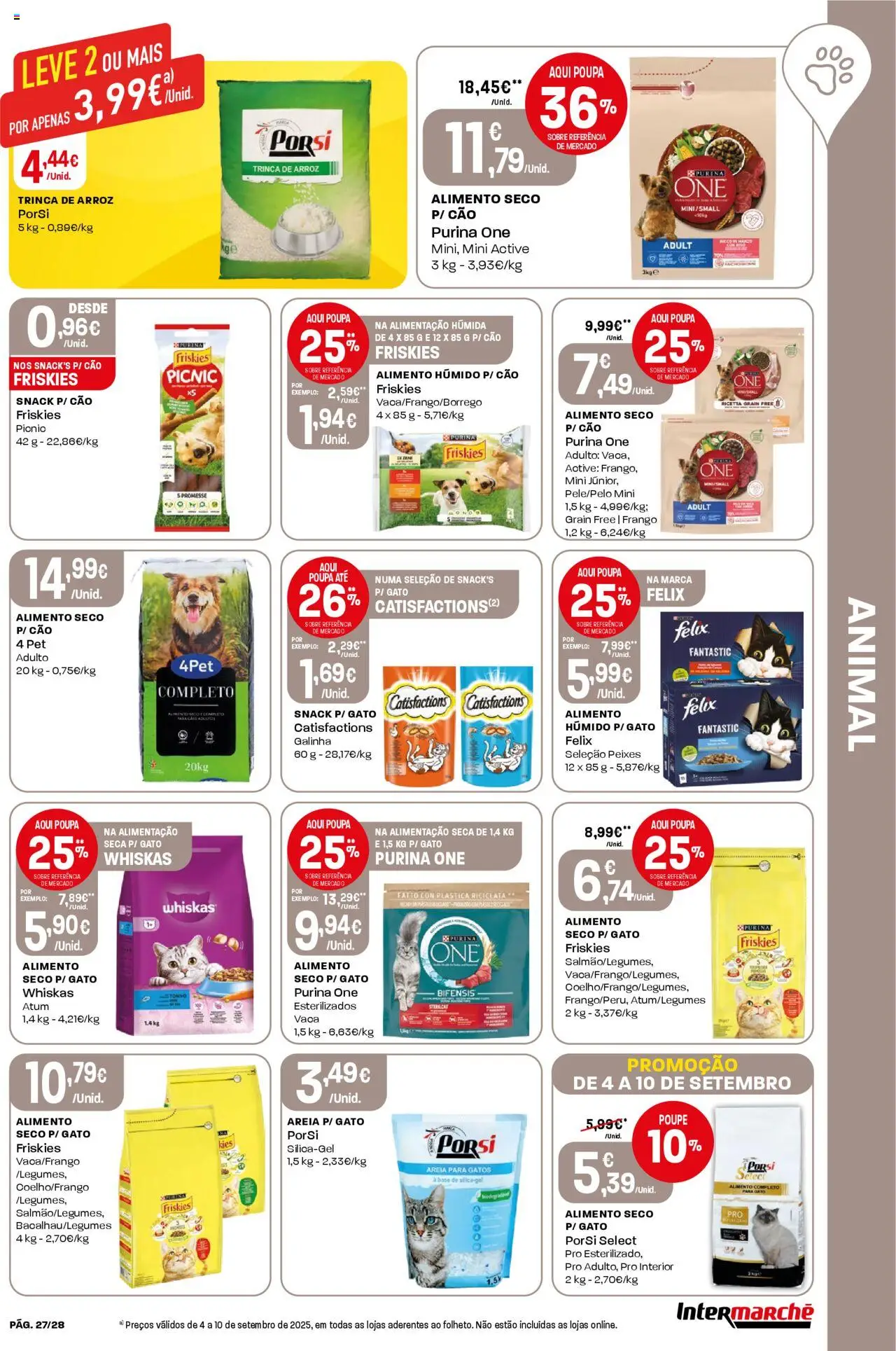 Intermarché folheto │ válido de 04.09.2025 | Página: 27 | Produtos: Atum, Areia, Base, Arroz